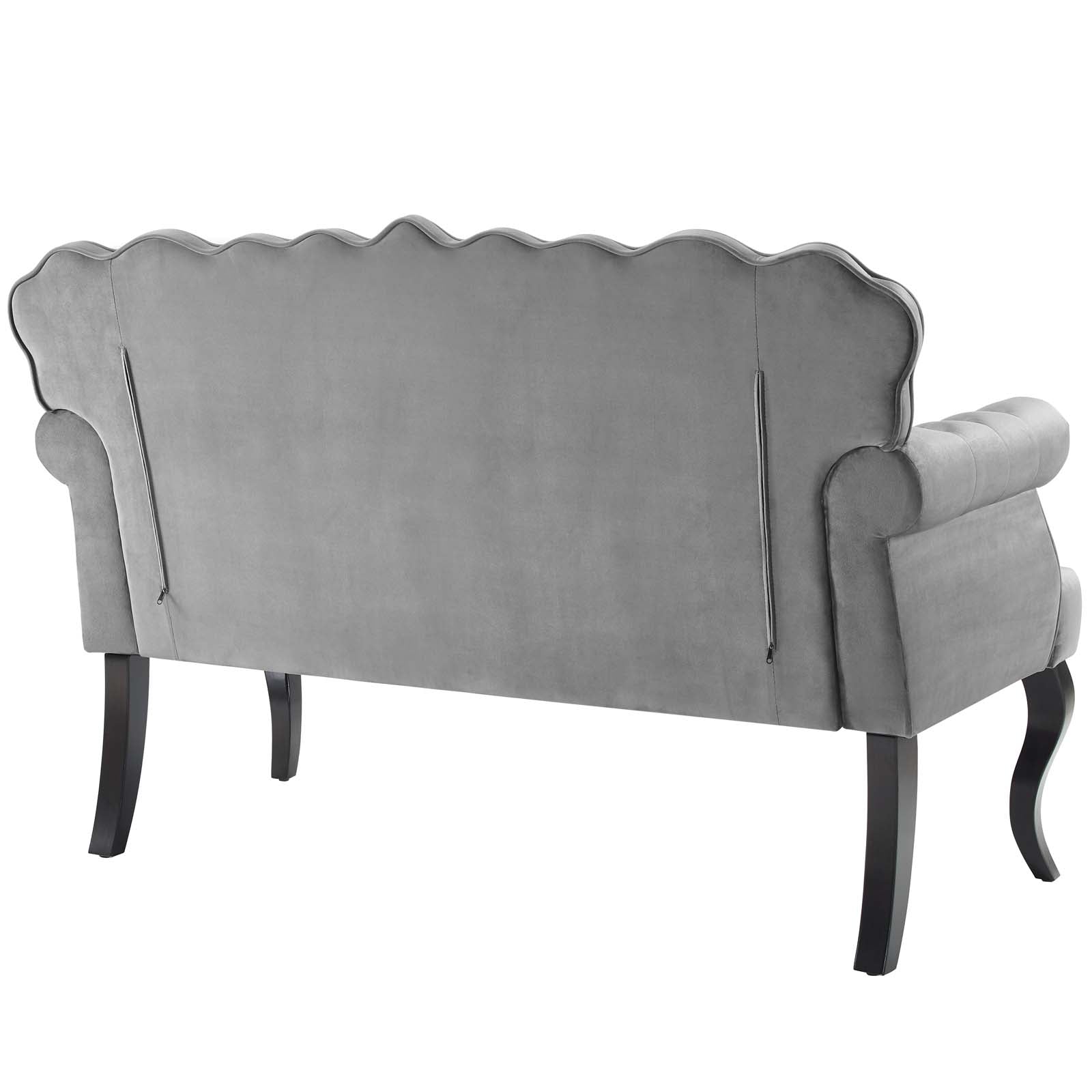 Viola Chesterfield Button Tufted Loveseat Performance Velvet Settee Gray
