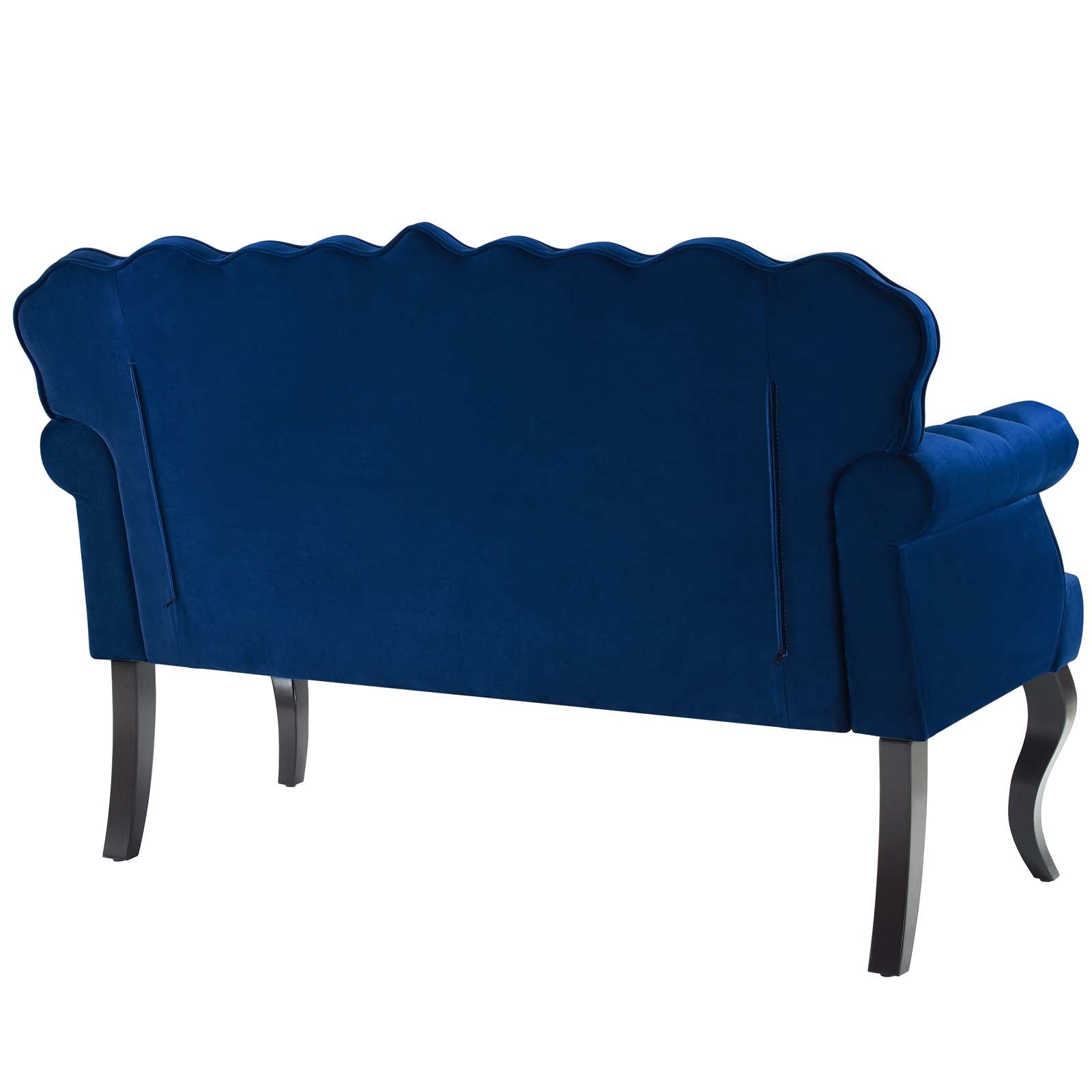 Viola Chesterfield Button Tufted Loveseat Performance Velvet Settee Navy