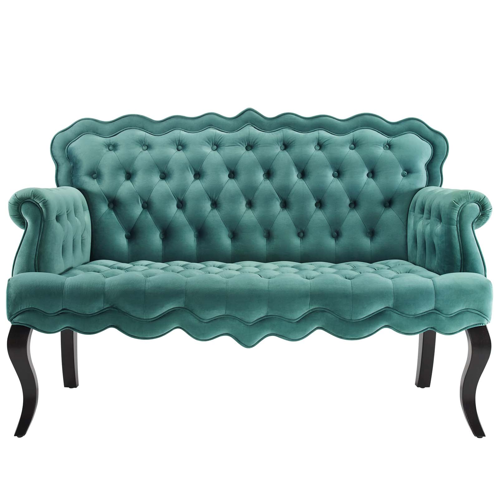 Modway Loveseats - Viola Chesterfield Button Tufted Loveseat Performance Velvet Settee Teal
