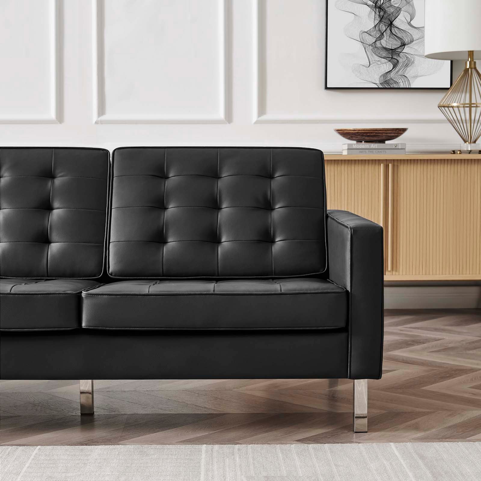 Modway Sofas & Couches - Loft Faux Leather Sofa Black