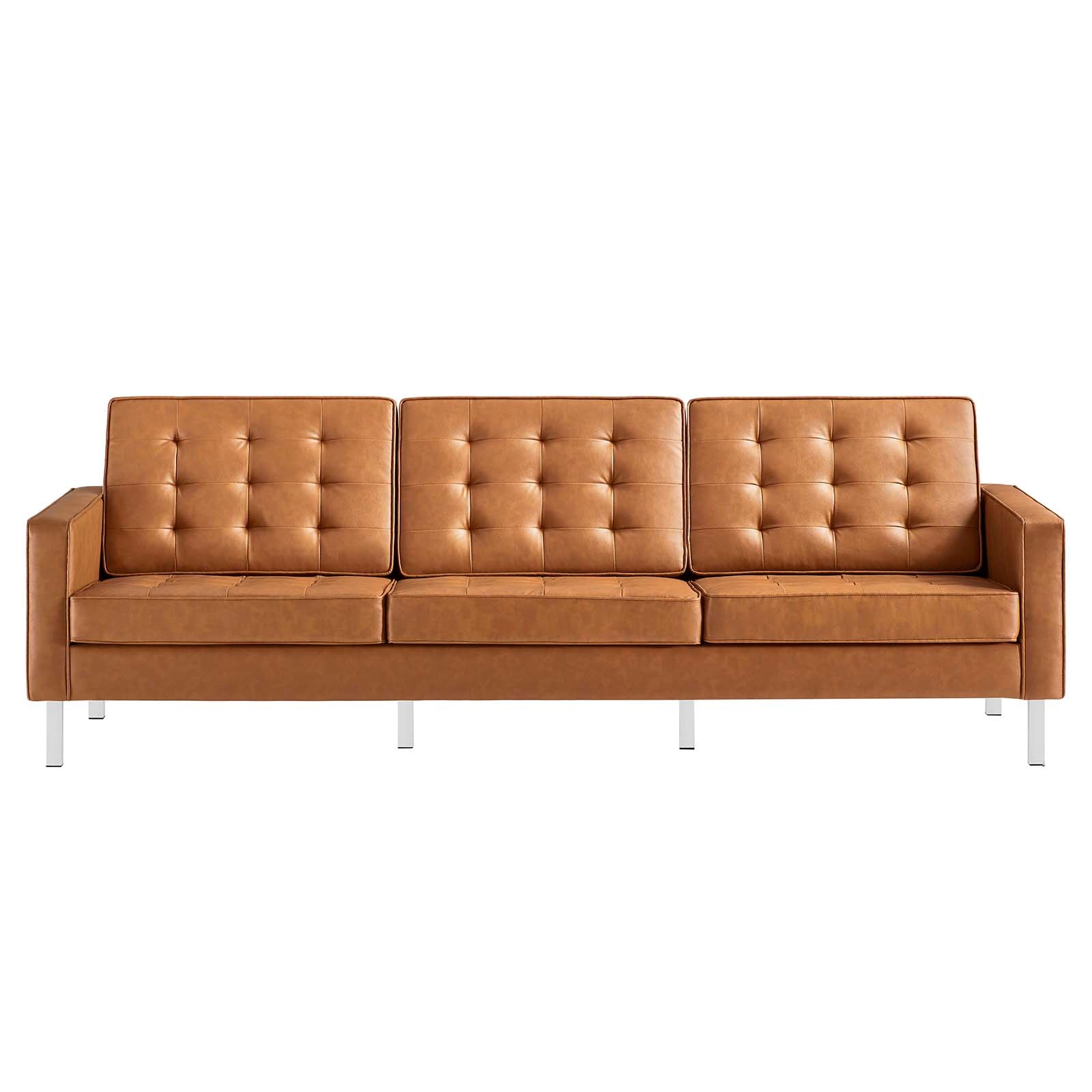 Modway Sofas & Couches - Loft Faux Leather Sofa Tan
