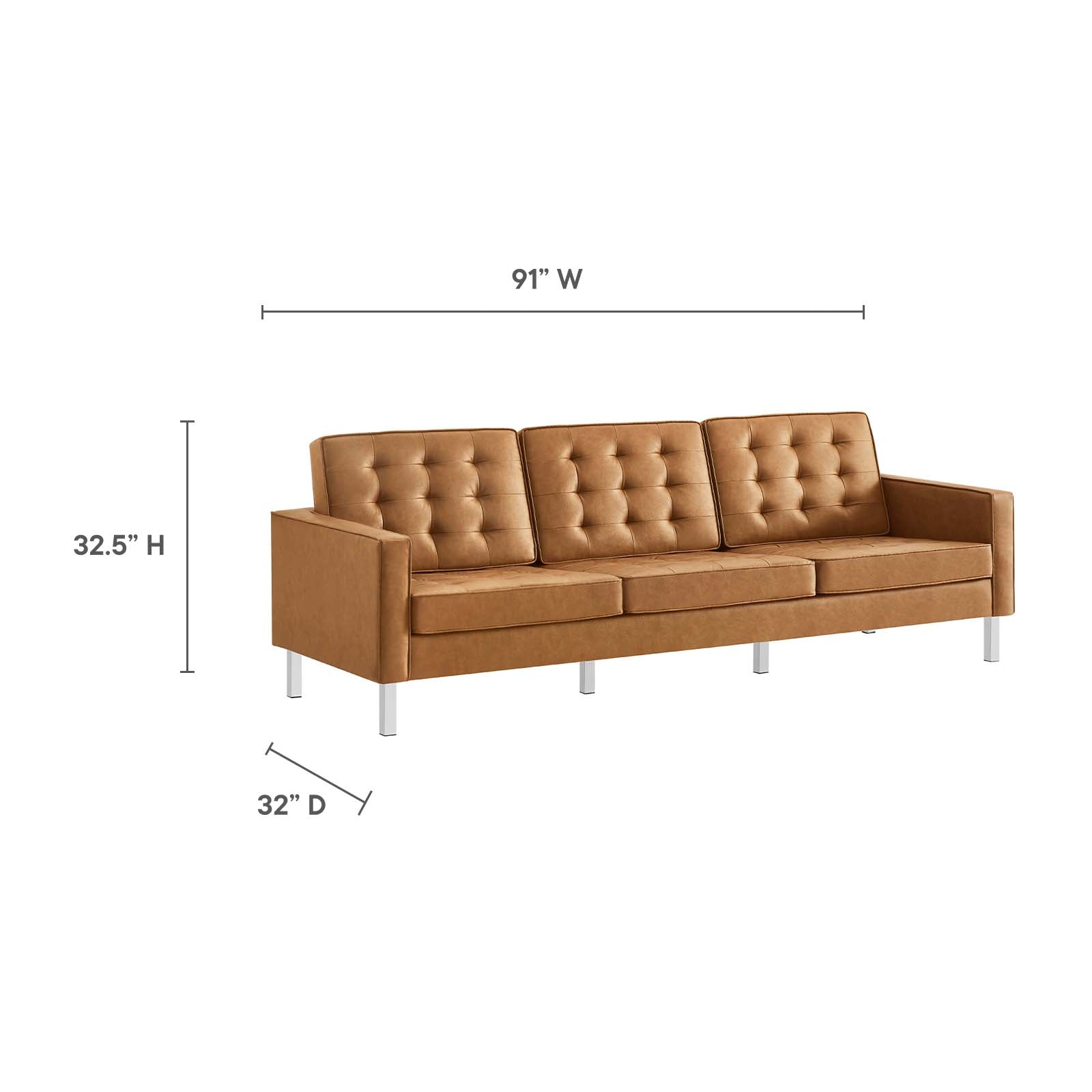 Modway Sofas & Couches - Loft Faux Leather Sofa Tan