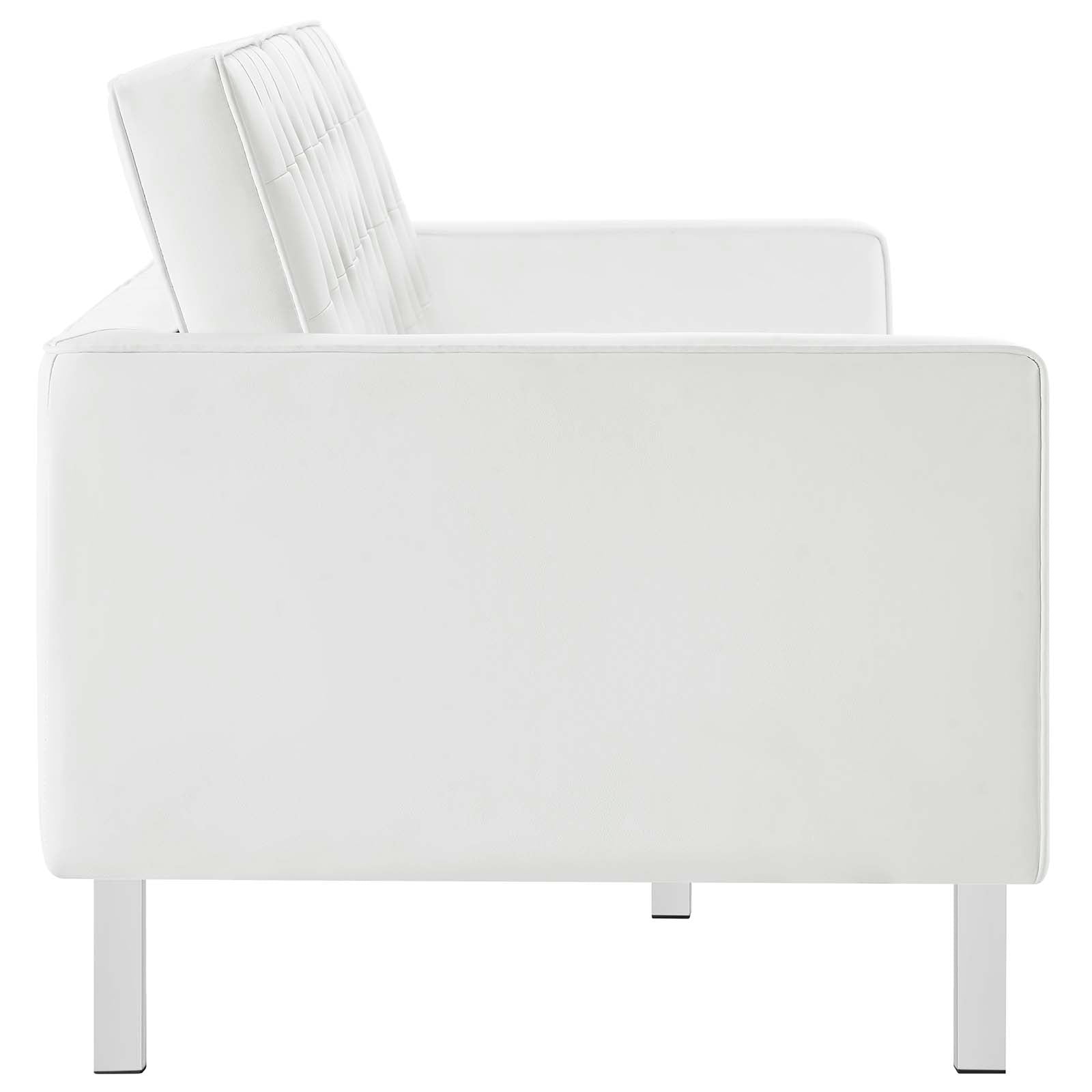 Modway Sofas & Couches - Loft Faux Leather Sofa Silver White