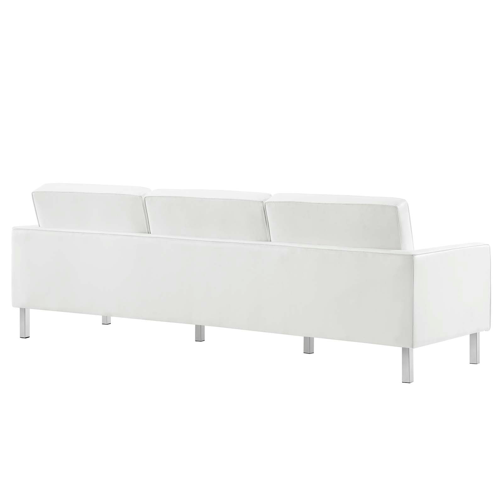 Modway Sofas & Couches - Loft Faux Leather Sofa Silver White