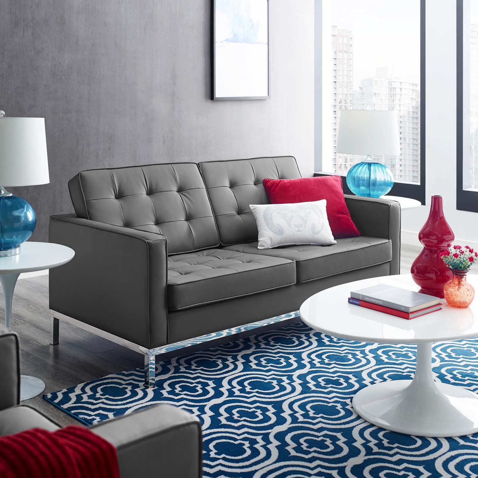 Modway Loveseats - Loft Tufted Loveseat Silver & Gray
