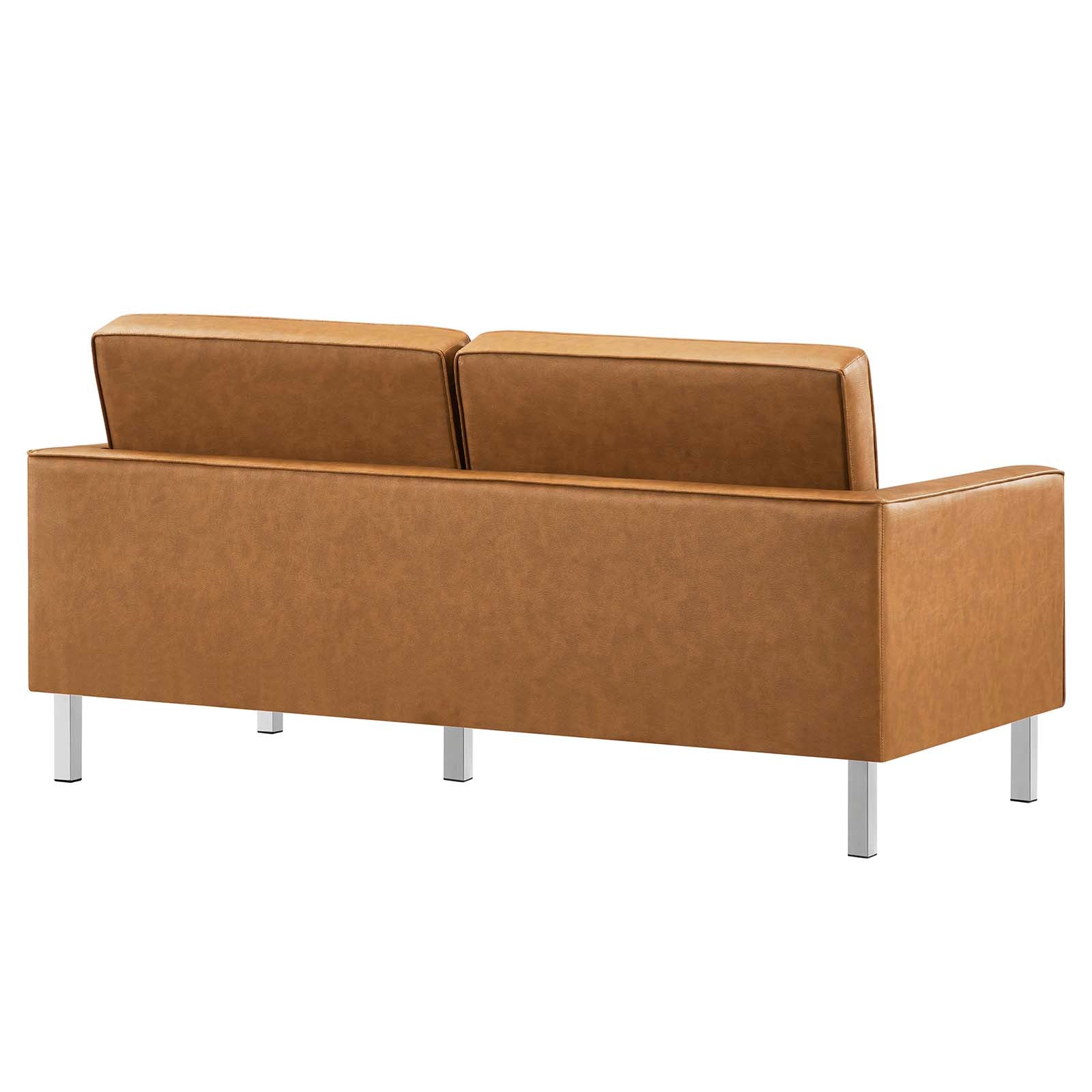Modway Loveseats - Loft Tufted Upholstered Faux Leather Loveseat Silver Tan