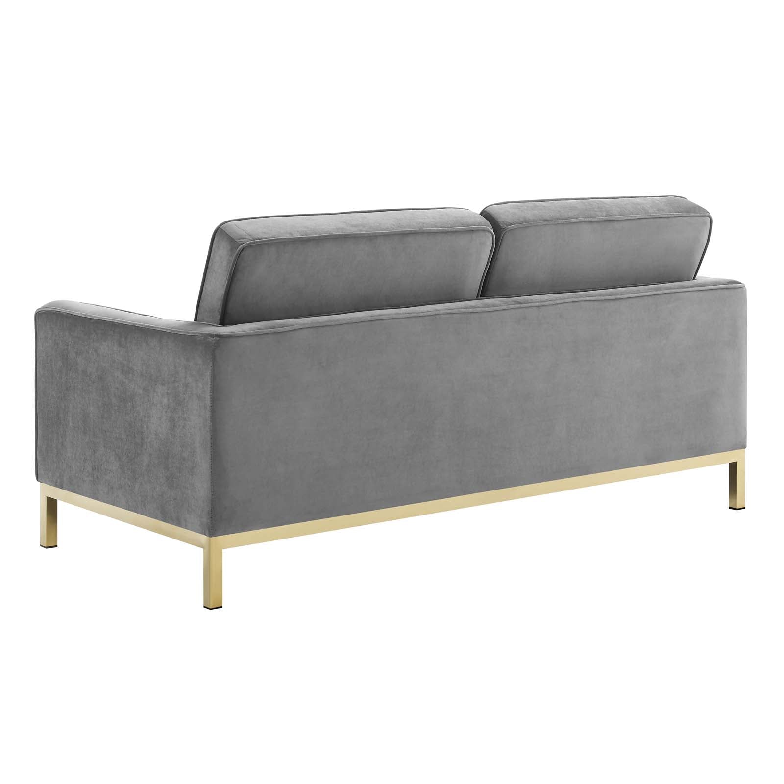 Modway Loveseats - Loft Gold Stainless Steel Leg Performance Velvet Loveseat Gold Gray