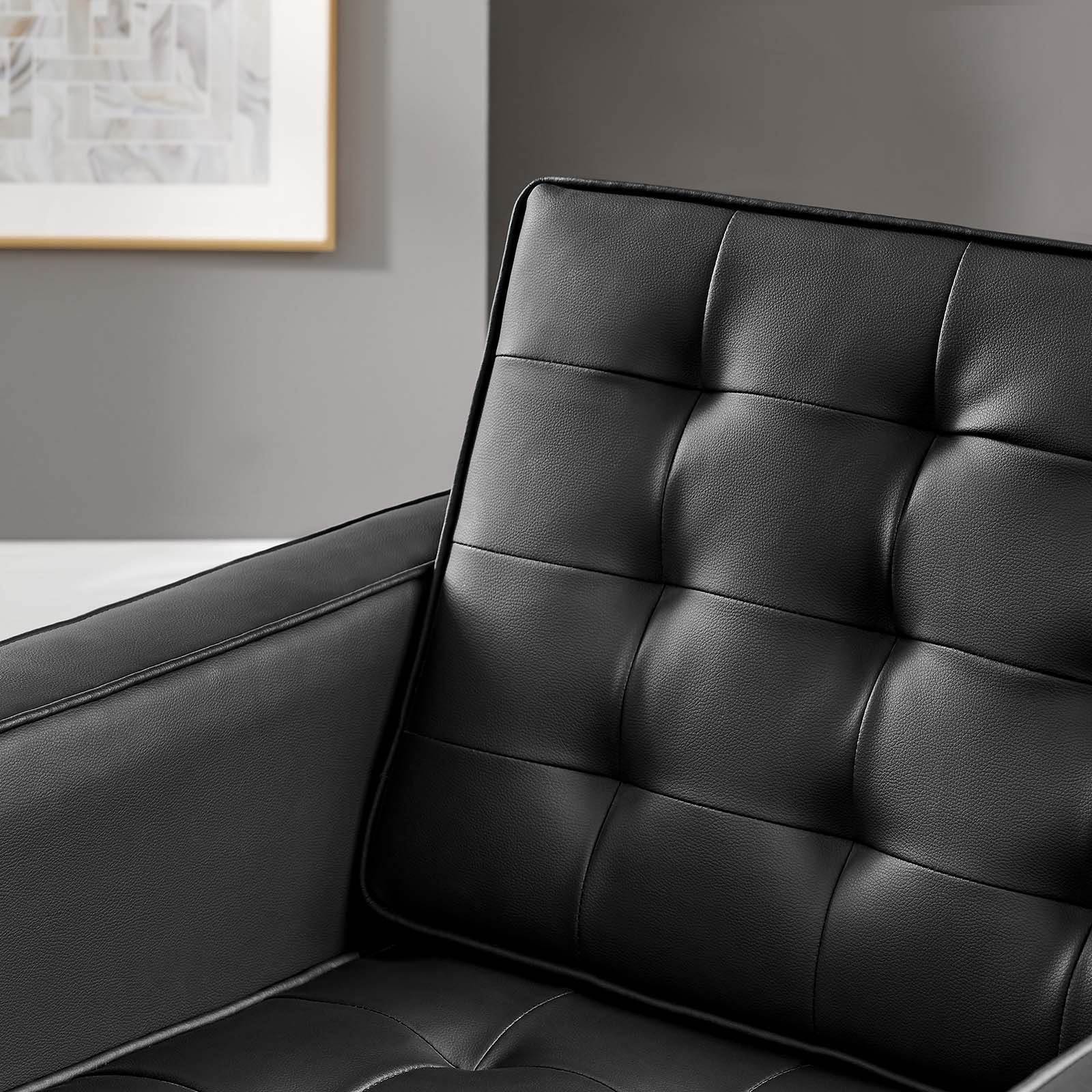 Modway Accent Chairs - Loft Tufted Upholstered Faux Leather Armchair Silver Black