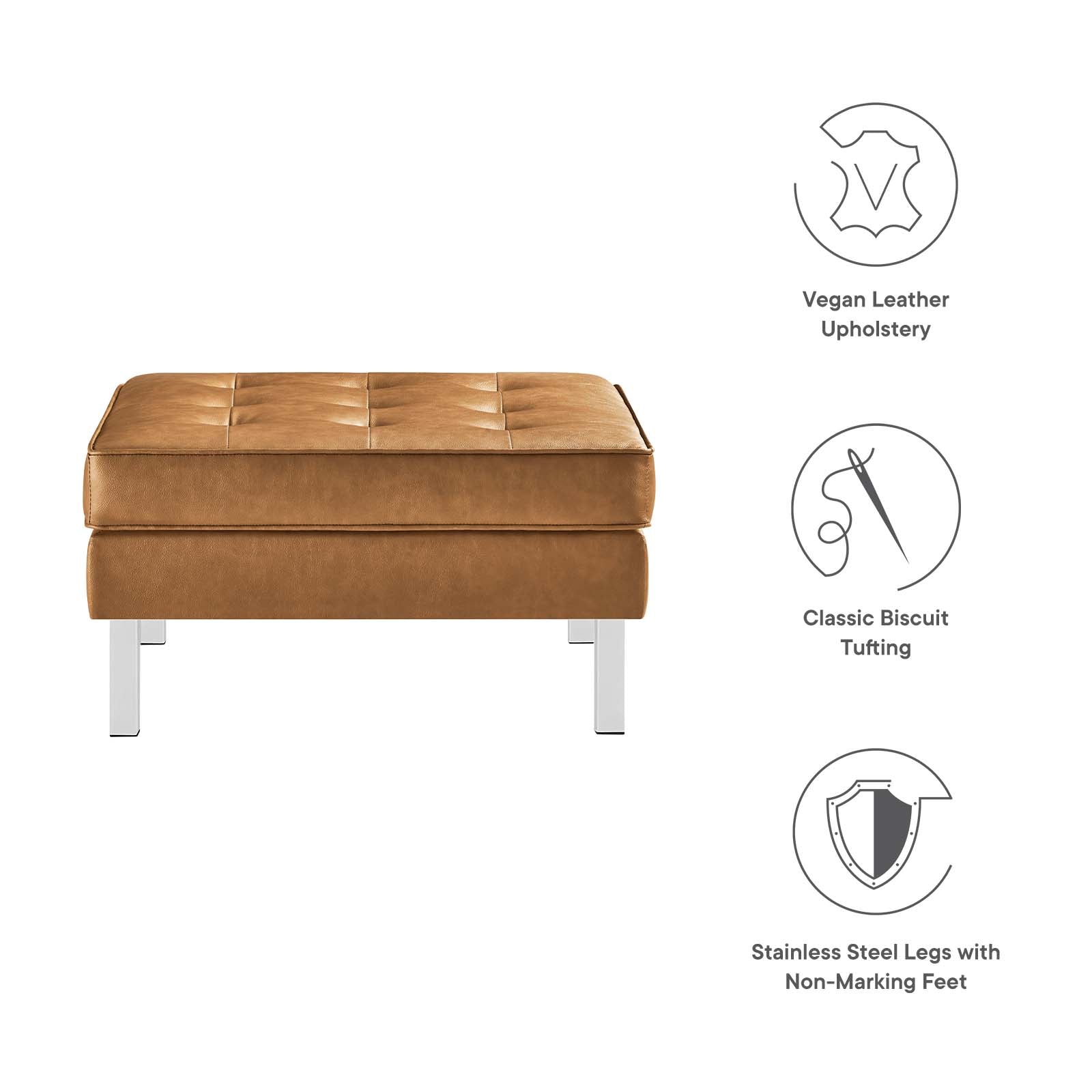 Modway Ottomans & Stools - Loft Ottoman Silver & Tan