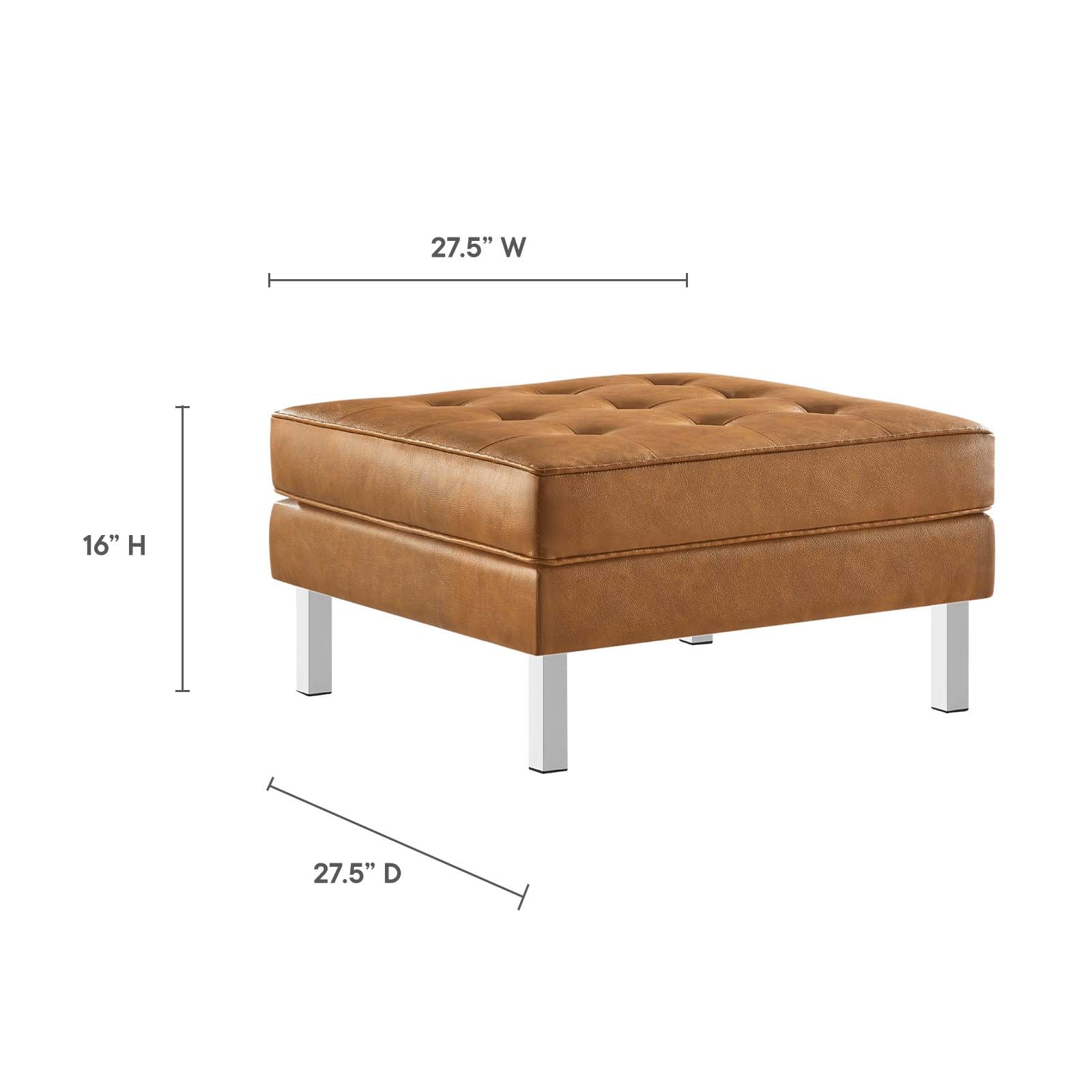 Modway Ottomans & Stools - Loft Ottoman Silver & Tan