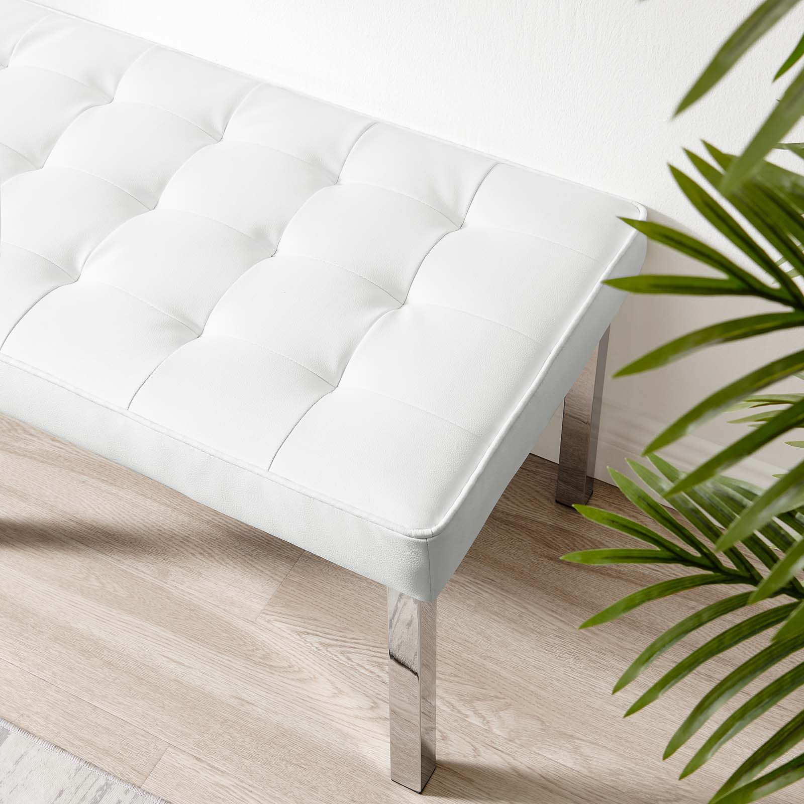 White leather bench discount