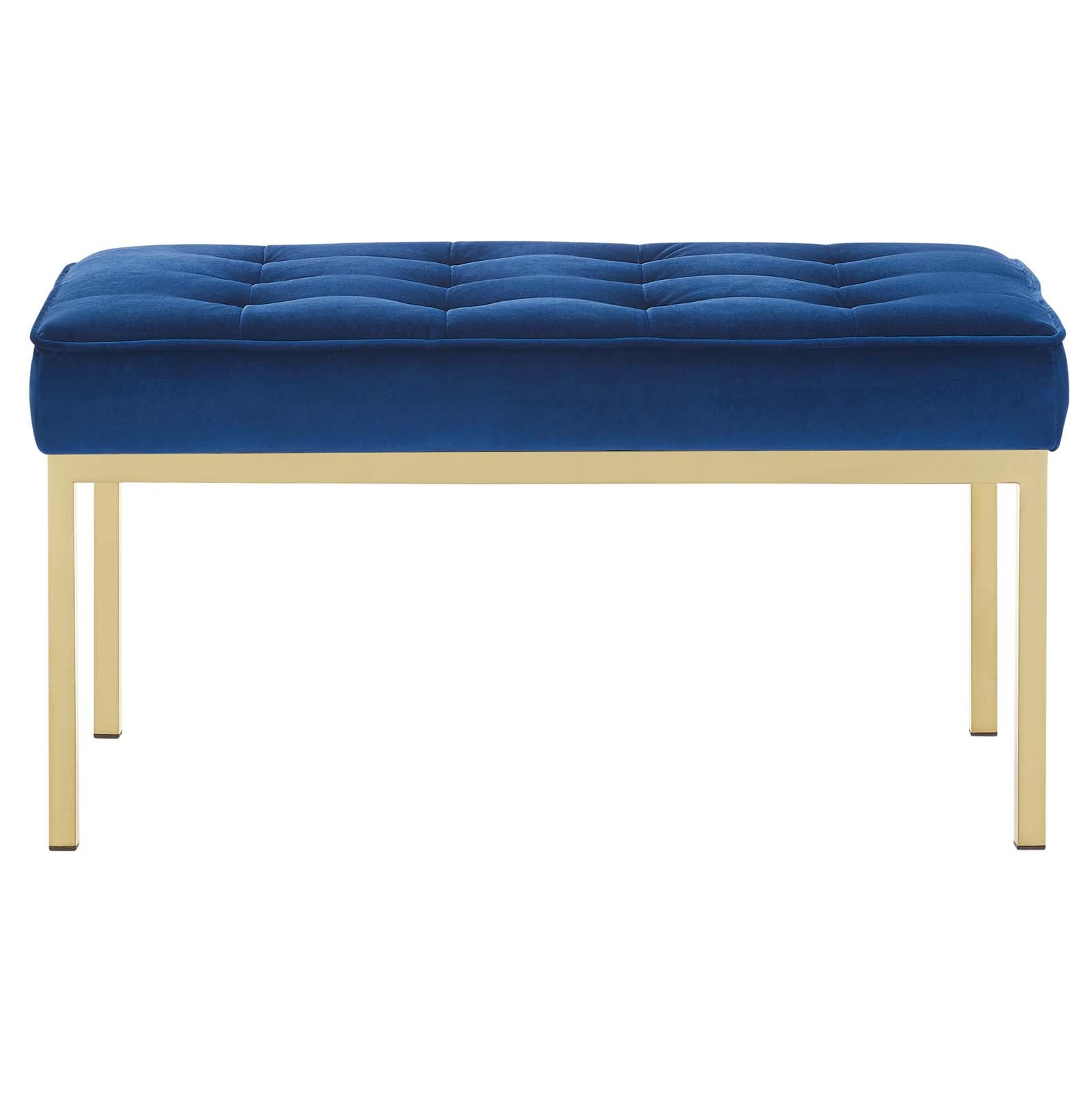 Modway Benches - Loft Gold Stainless Steel Leg Medium Performance Velvet Bench Gold Navy