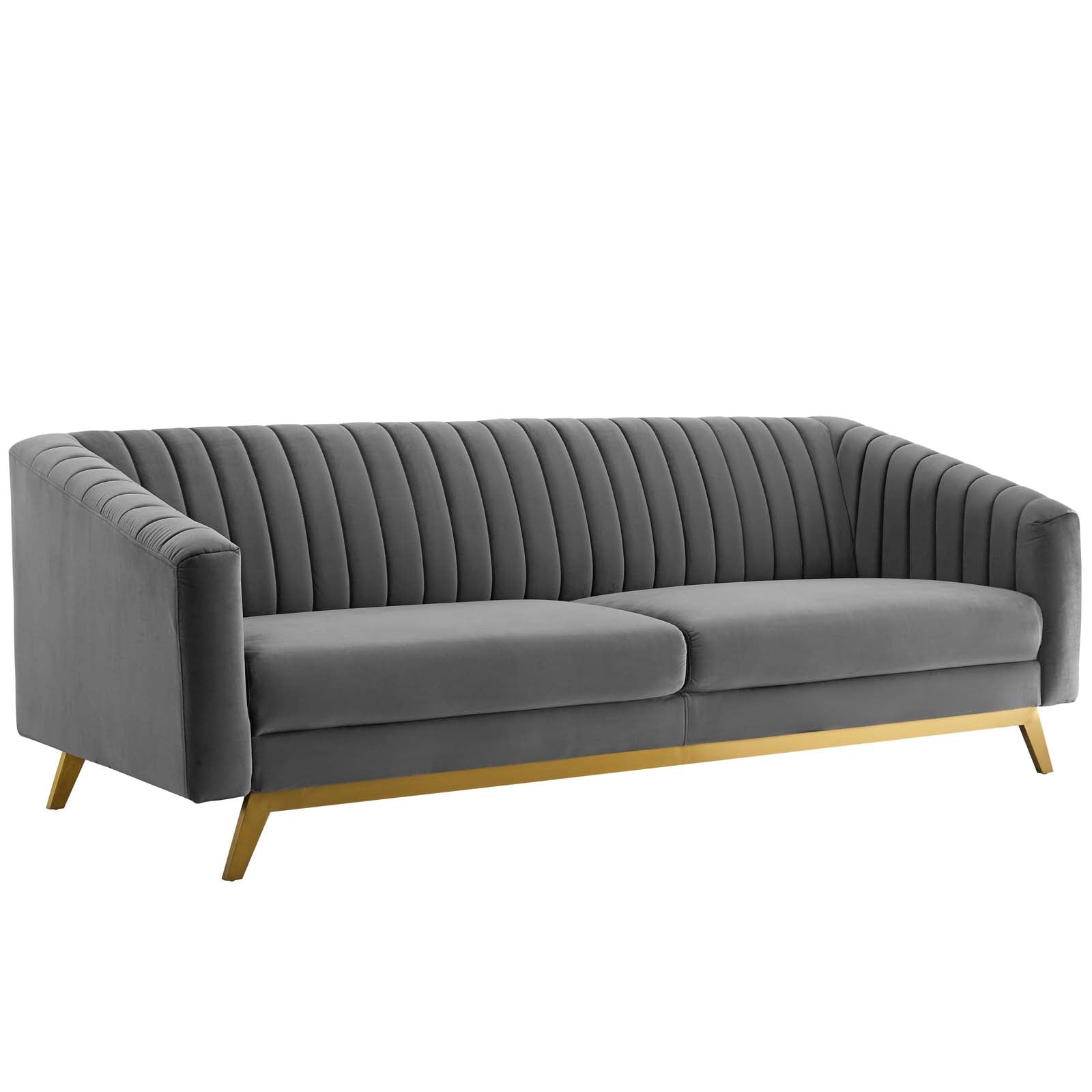 Modway Sofas & Couches - Valiant Vertical Channel Tufted Performance Velvet Sofa Gray