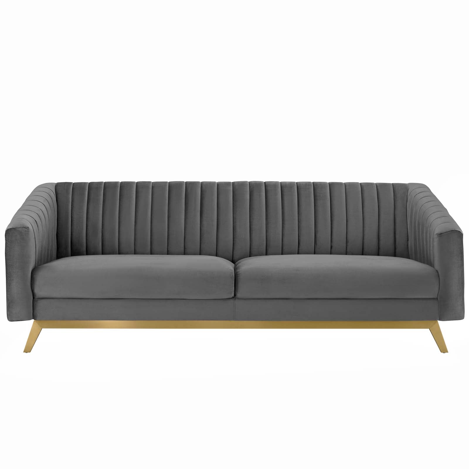 Modway Sofas & Couches - Valiant Vertical Channel Tufted Performance Velvet Sofa Gray
