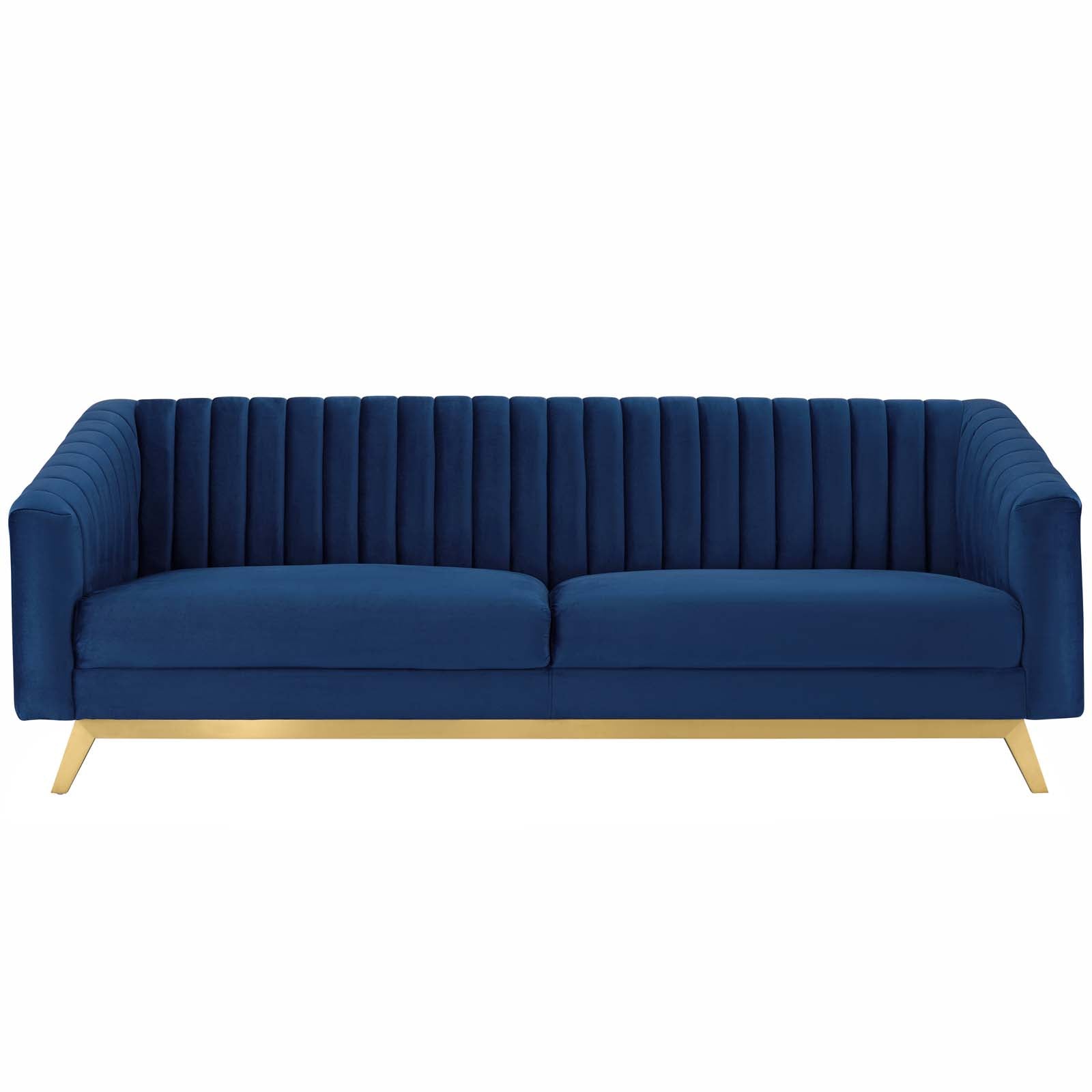Modway Sofas & Couches - Valiant Vertical Channel Tufted Performance Velvet Sofa Navy