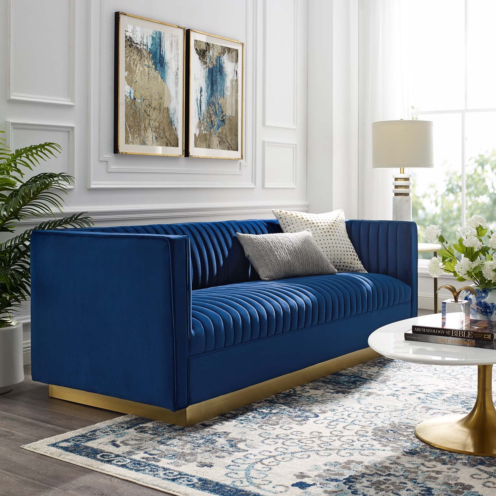 Modway Sofas & Couches - Sanguine Sofa Navy & Gold