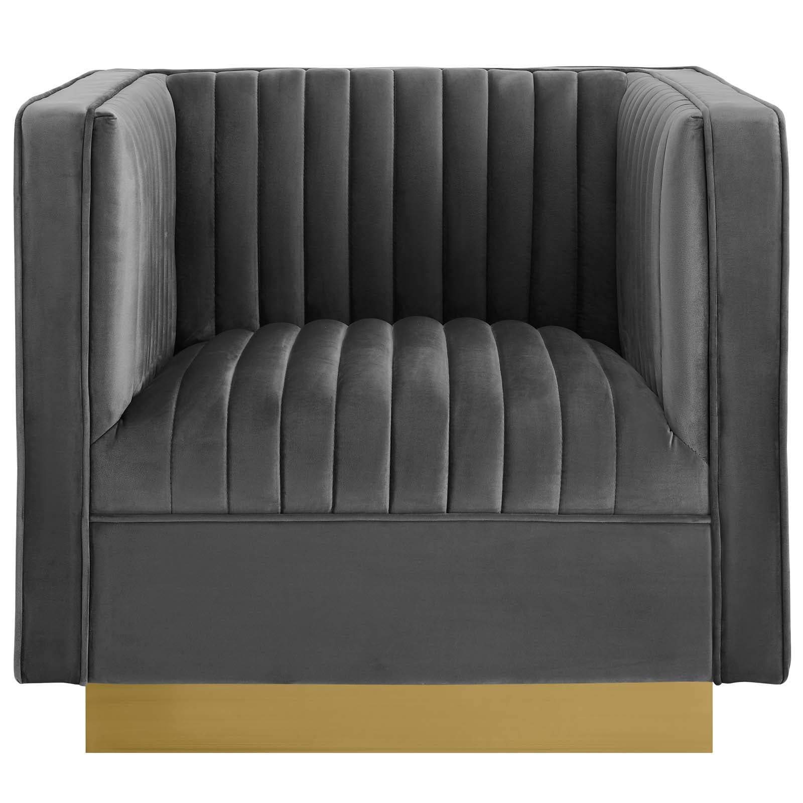 Modway Accent Chairs - Sanguine Vertical Channel Tufted Accent Performance Velvet Armchair Gray