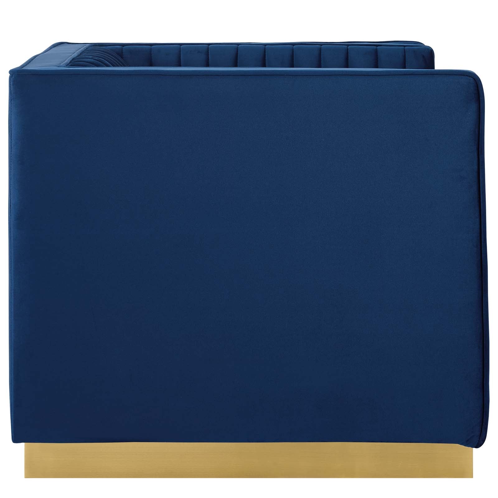 Modway Accent Chairs - Sanguine Vertical Channel Tufted Accent Performance Velvet Armchair Navy