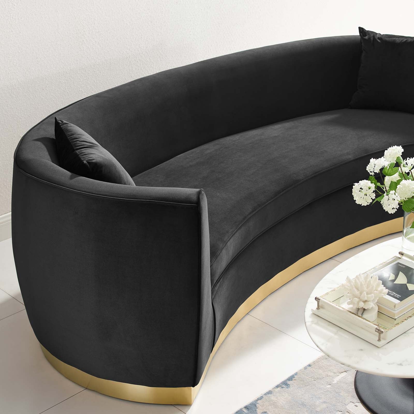 Modway Sofas & Couches - Resolute Curved Performance Velvet Sofa Black
