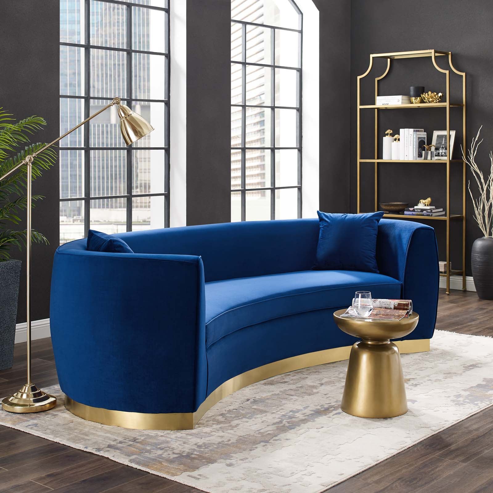 Modway Sofas & Couches - Resolute Sofa Navy & Gold
