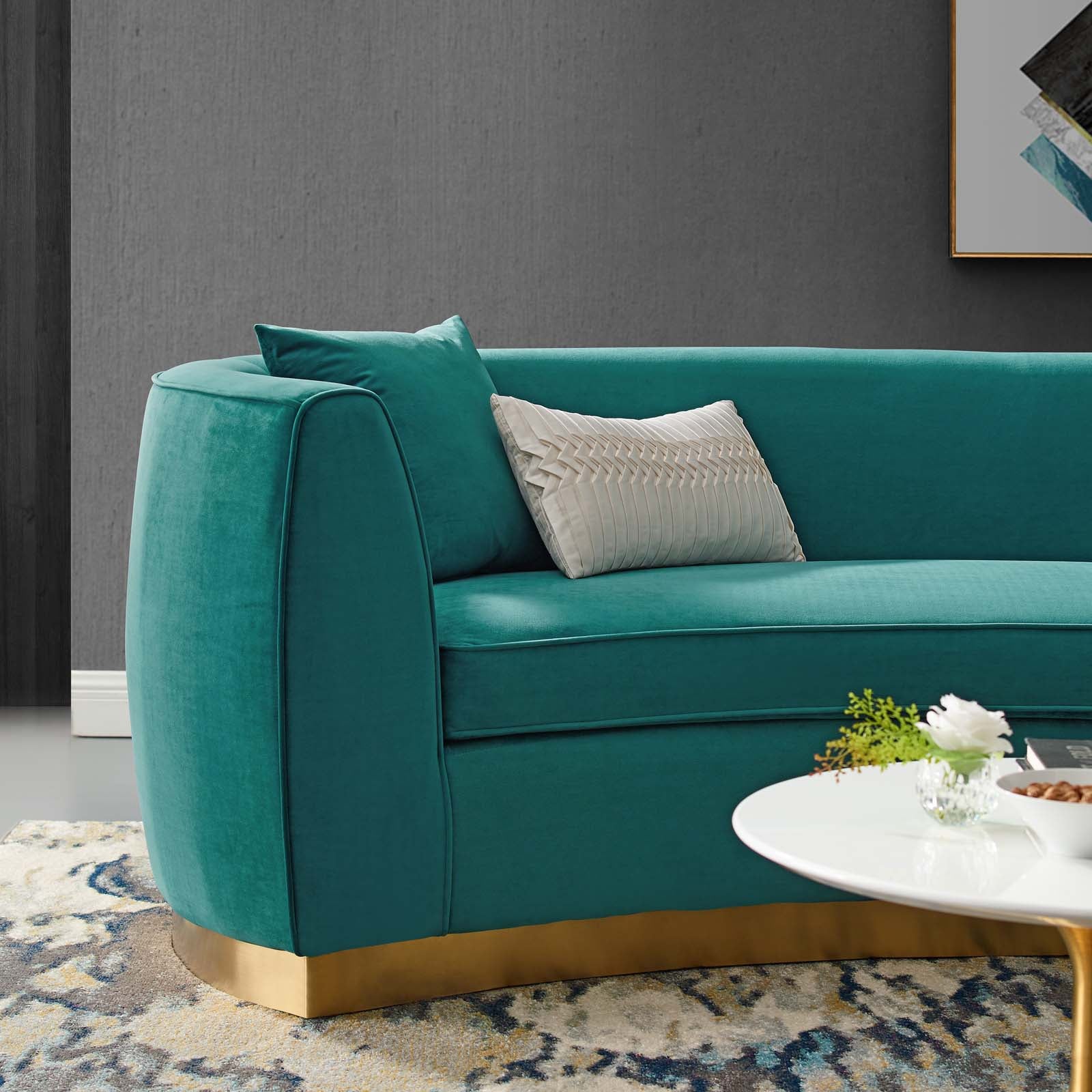 Modway Sofas & Couches - Resolute Curved Performance Sofa Teal