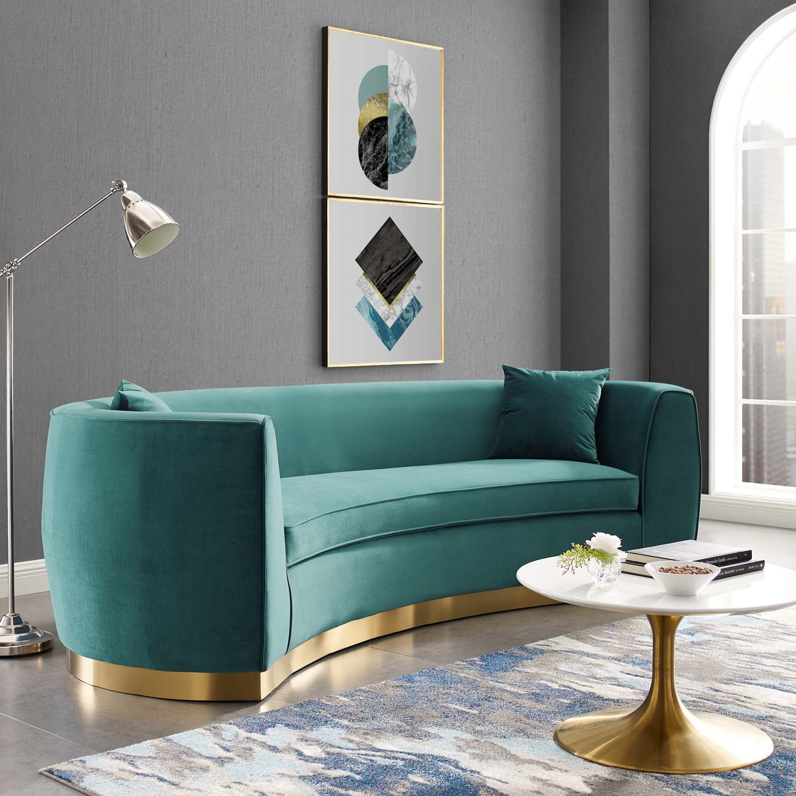 Modway Sofas & Couches - Resolute Curved Performance Sofa Teal