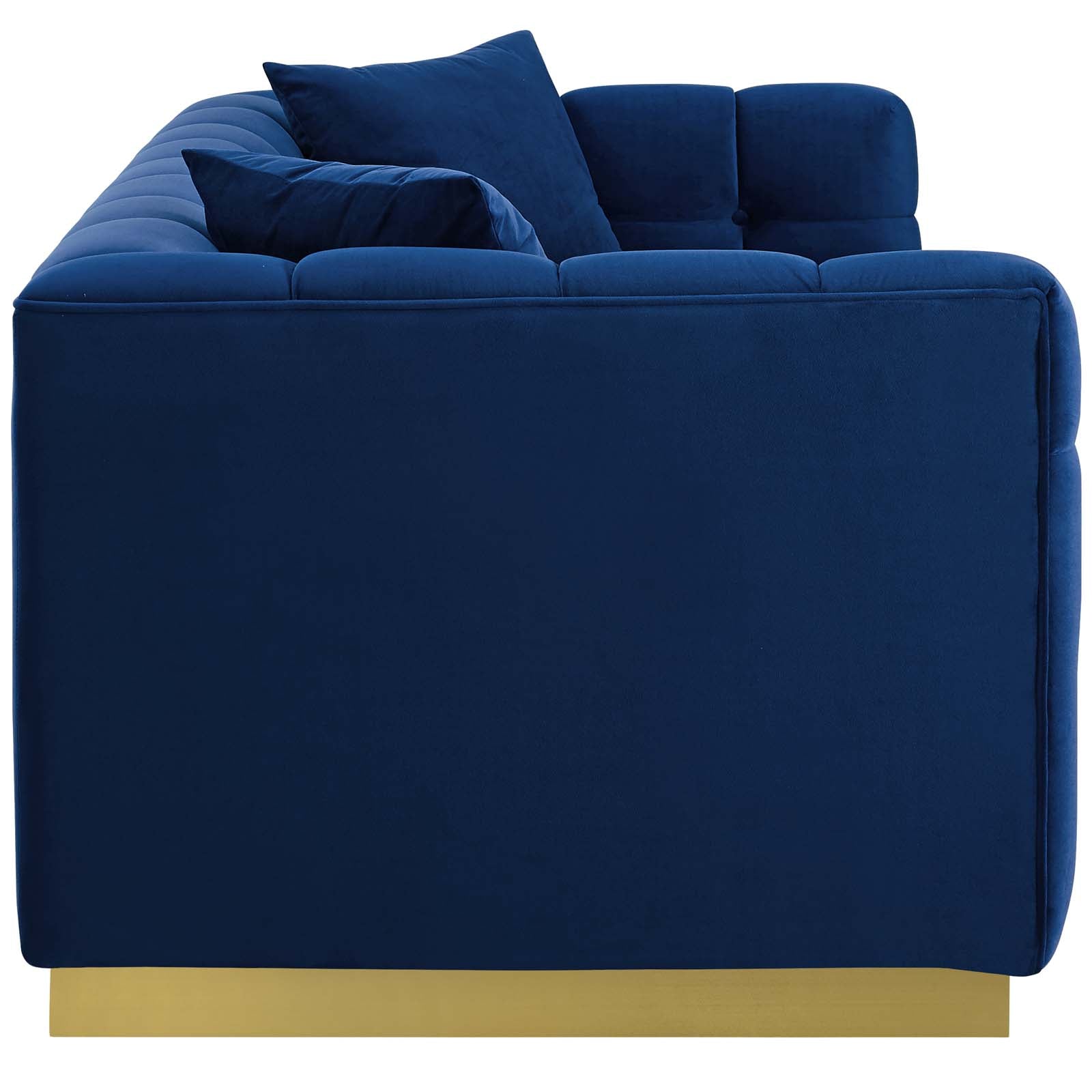 Modway Sofas & Couches - Vivacious Biscuit Tufted Performance Velvet Sofa Navy
