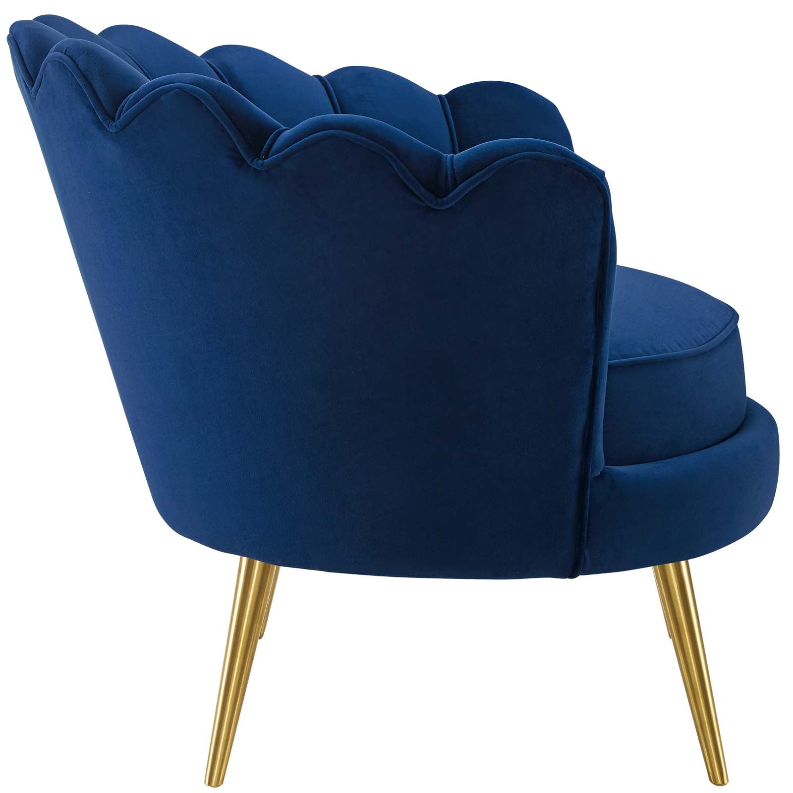 Modway Chairs - Admire Scalloped Edge Performance Velvet Accent Armchair Navy