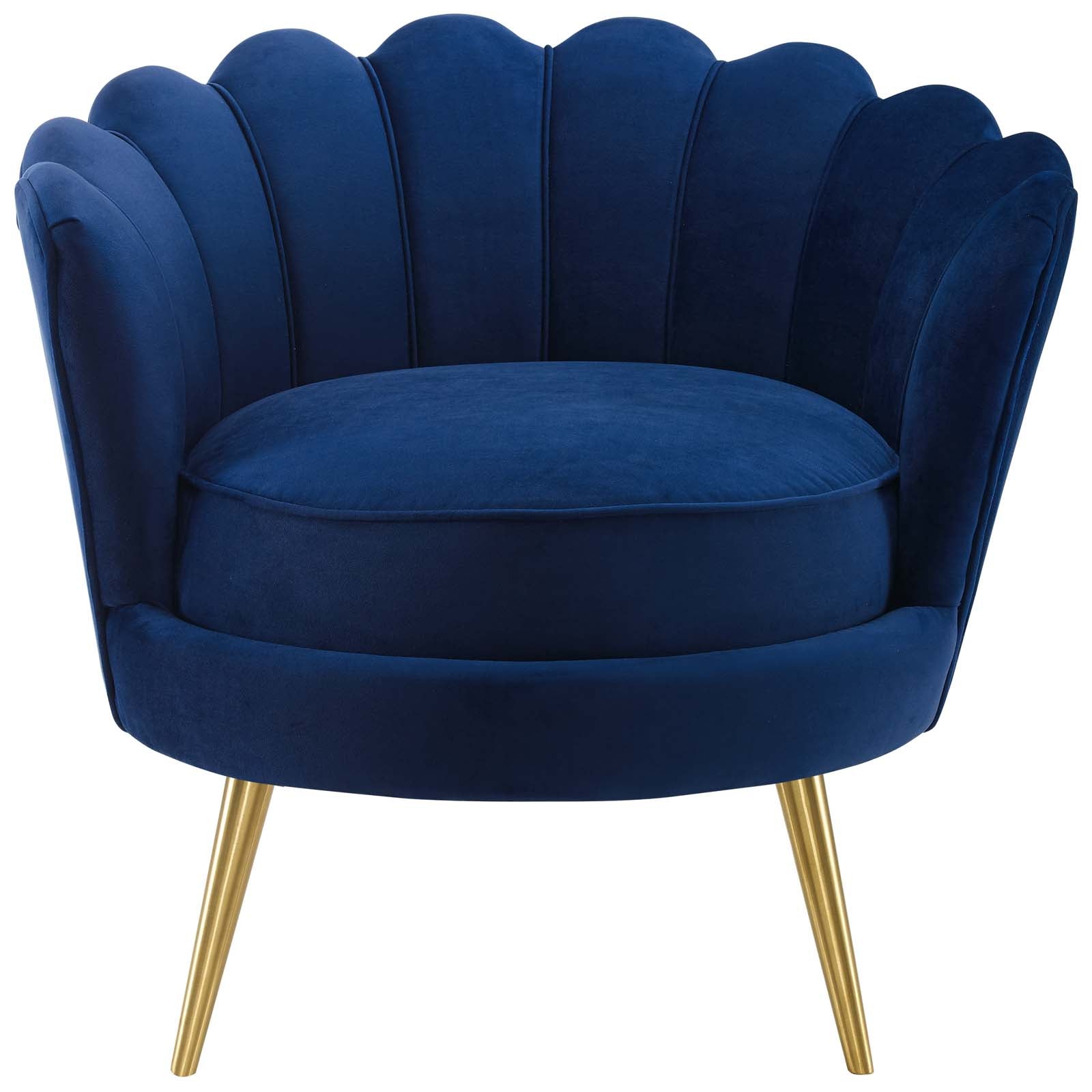 Modway Chairs - Admire Scalloped Edge Performance Velvet Accent Armchair Navy