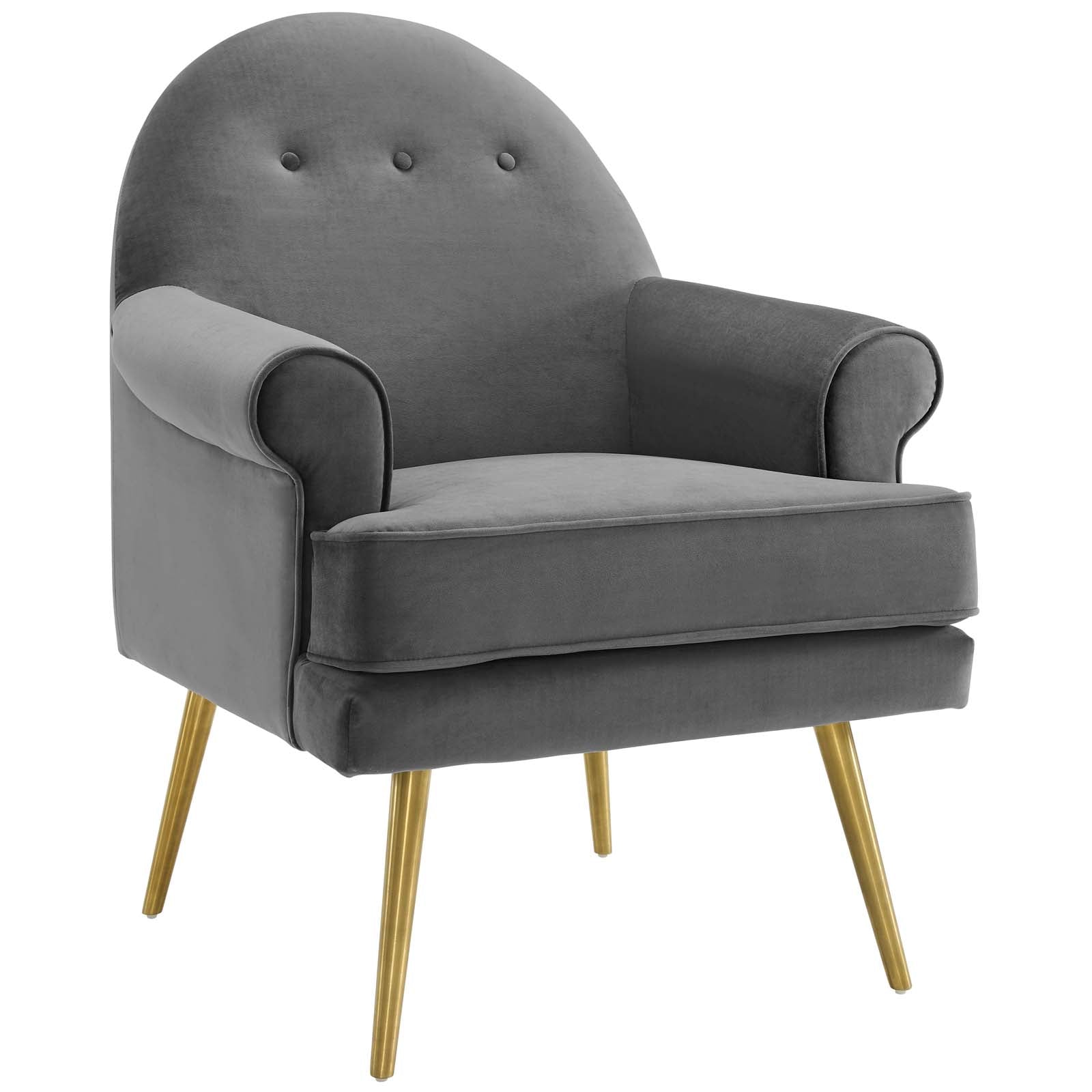 Revive Tufted Button Accent Performance Velvet Armchair Gray