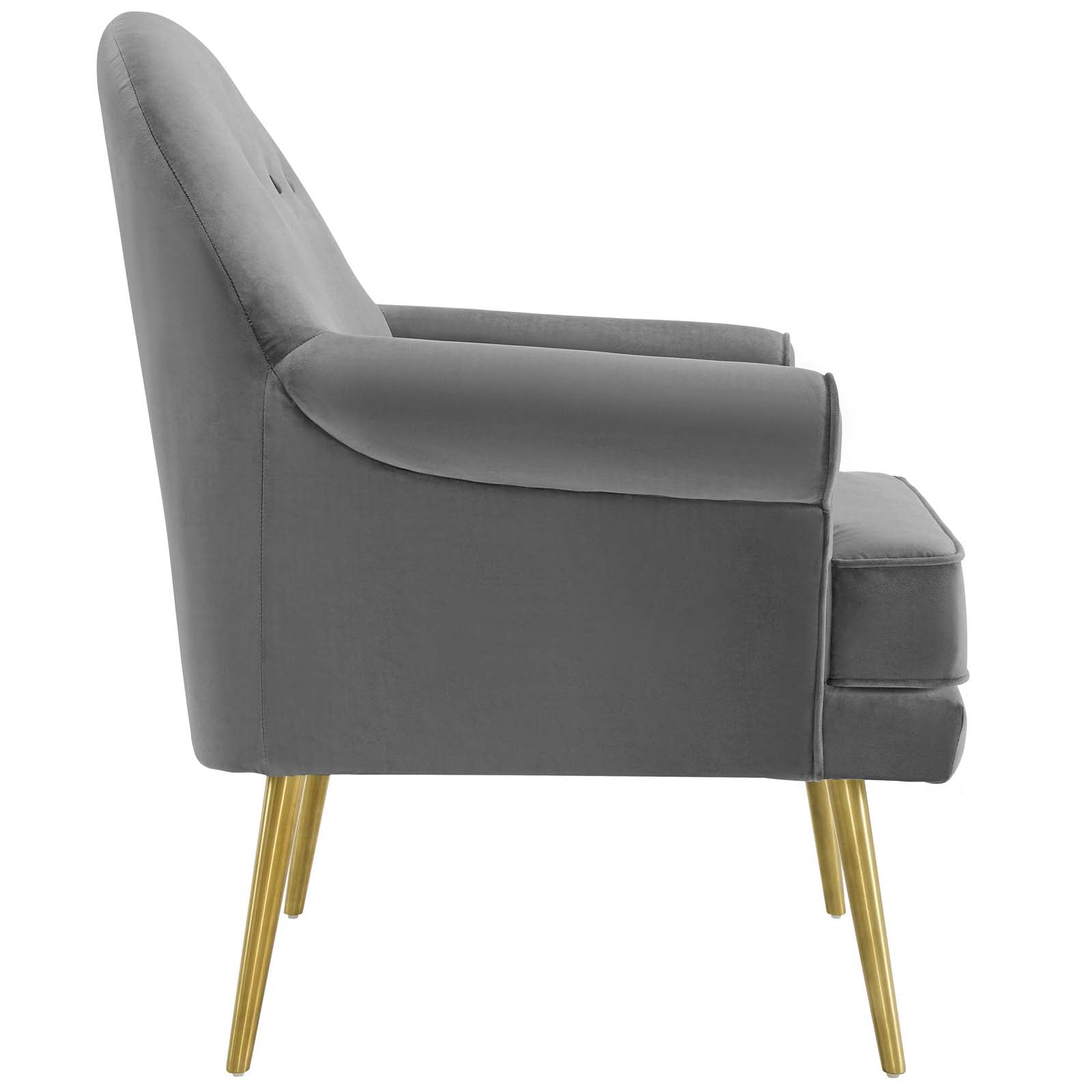 Revive Tufted Button Accent Performance Velvet Armchair Gray