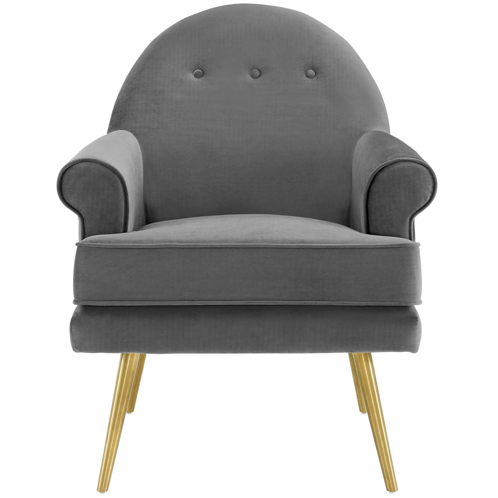 Revive Tufted Button Accent Performance Velvet Armchair Gray