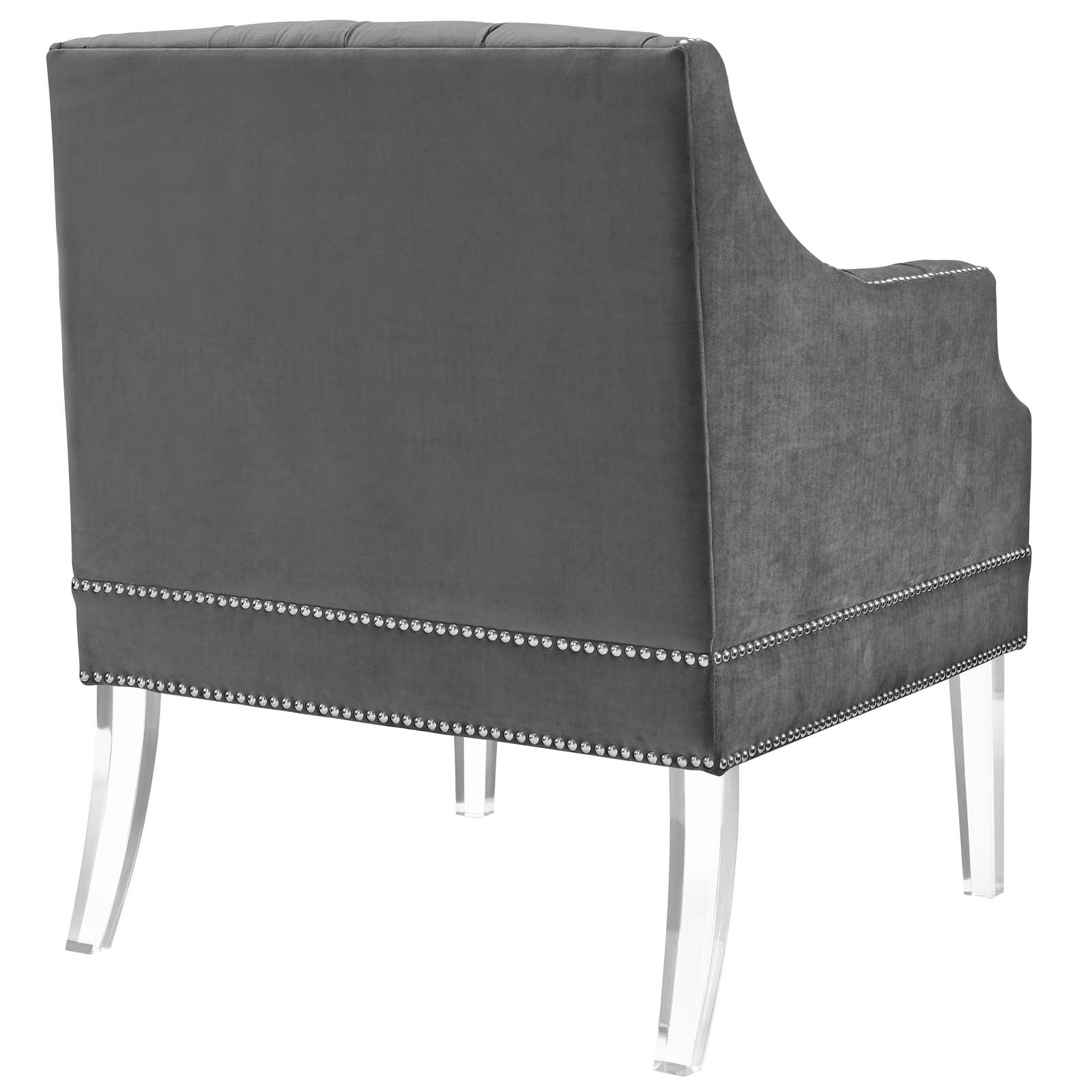 Modway Chairs - Proverbial Tufted Button Accent Performance Velvet Armchair Gray