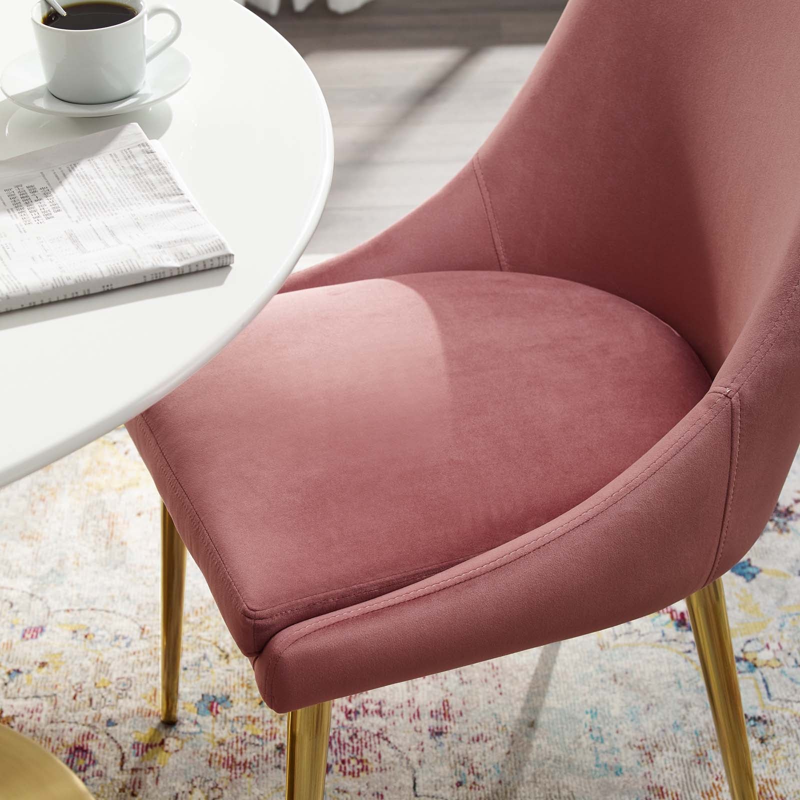 Modway Dining Chairs - Viscount Performance Velvet Dining Chair Dusty Rose