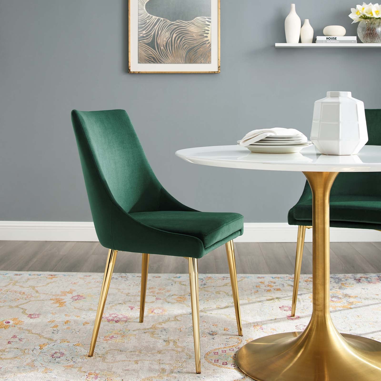 Modway Dining Chairs - Viscount Accent Performance Velvet Dining Chair Green