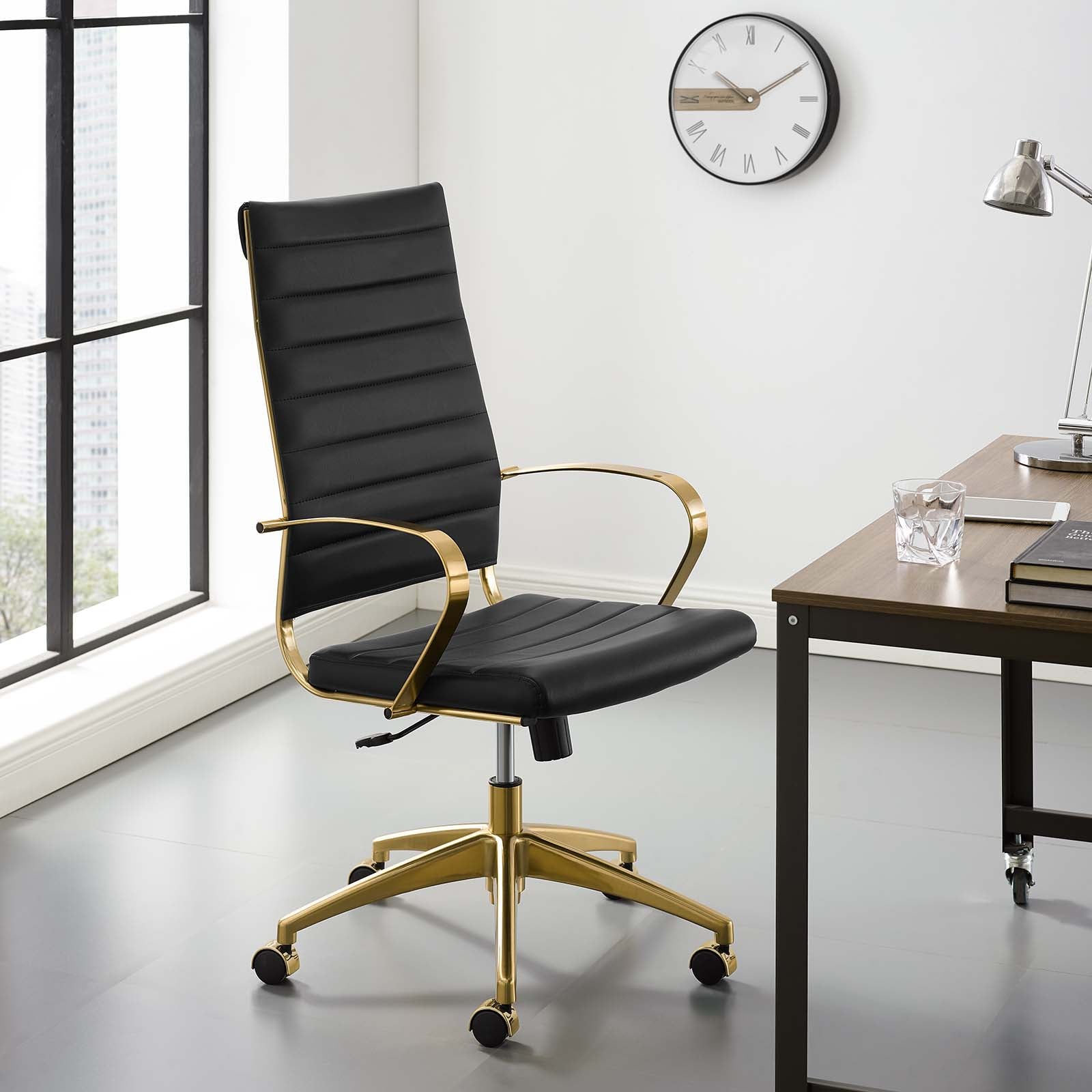 Modway Task Chairs - Jive Gold Stainless Steel Highback Office Chair Gold Black