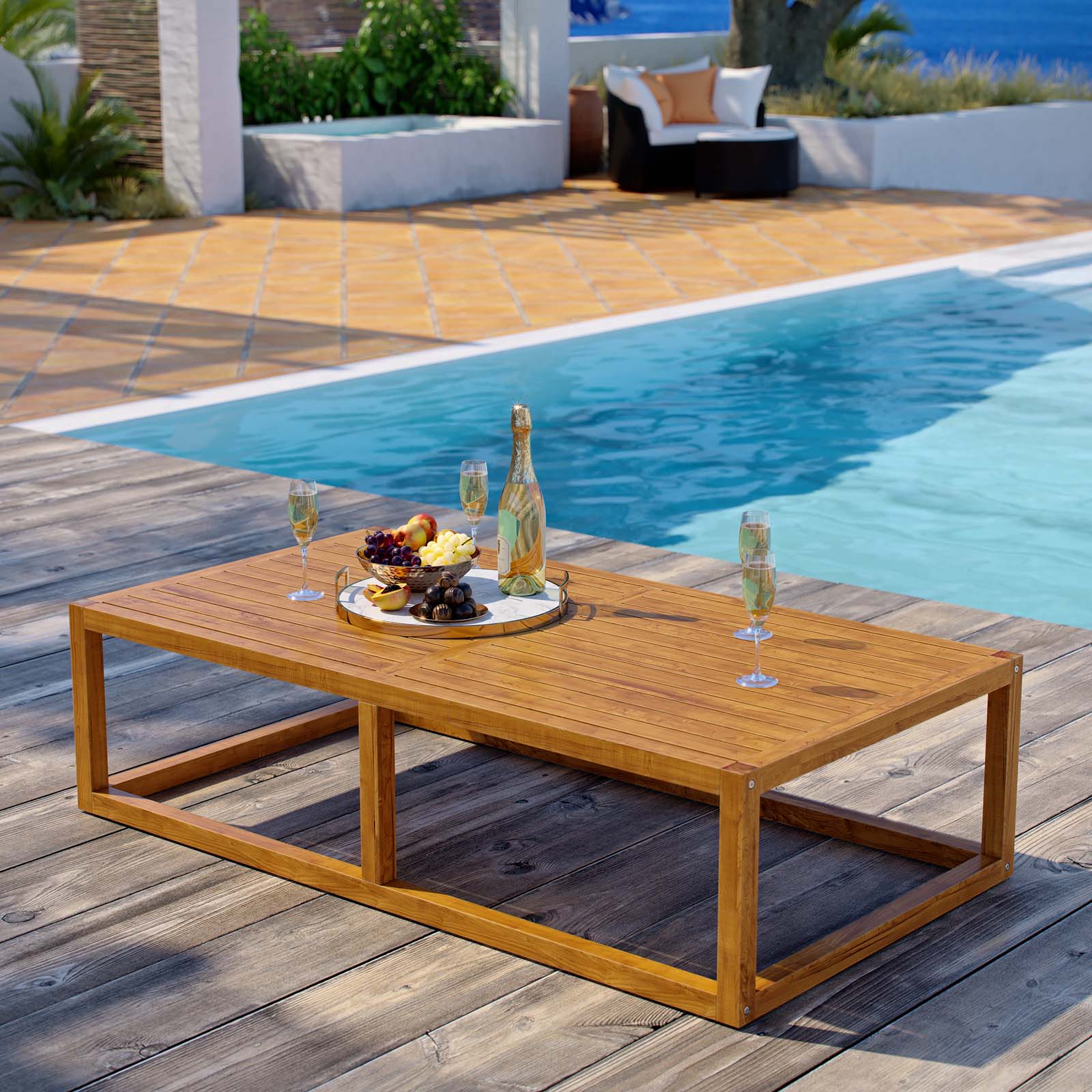 Modway Outdoor Coffee Tables - Newbury Outdoor Coffee Table Natural