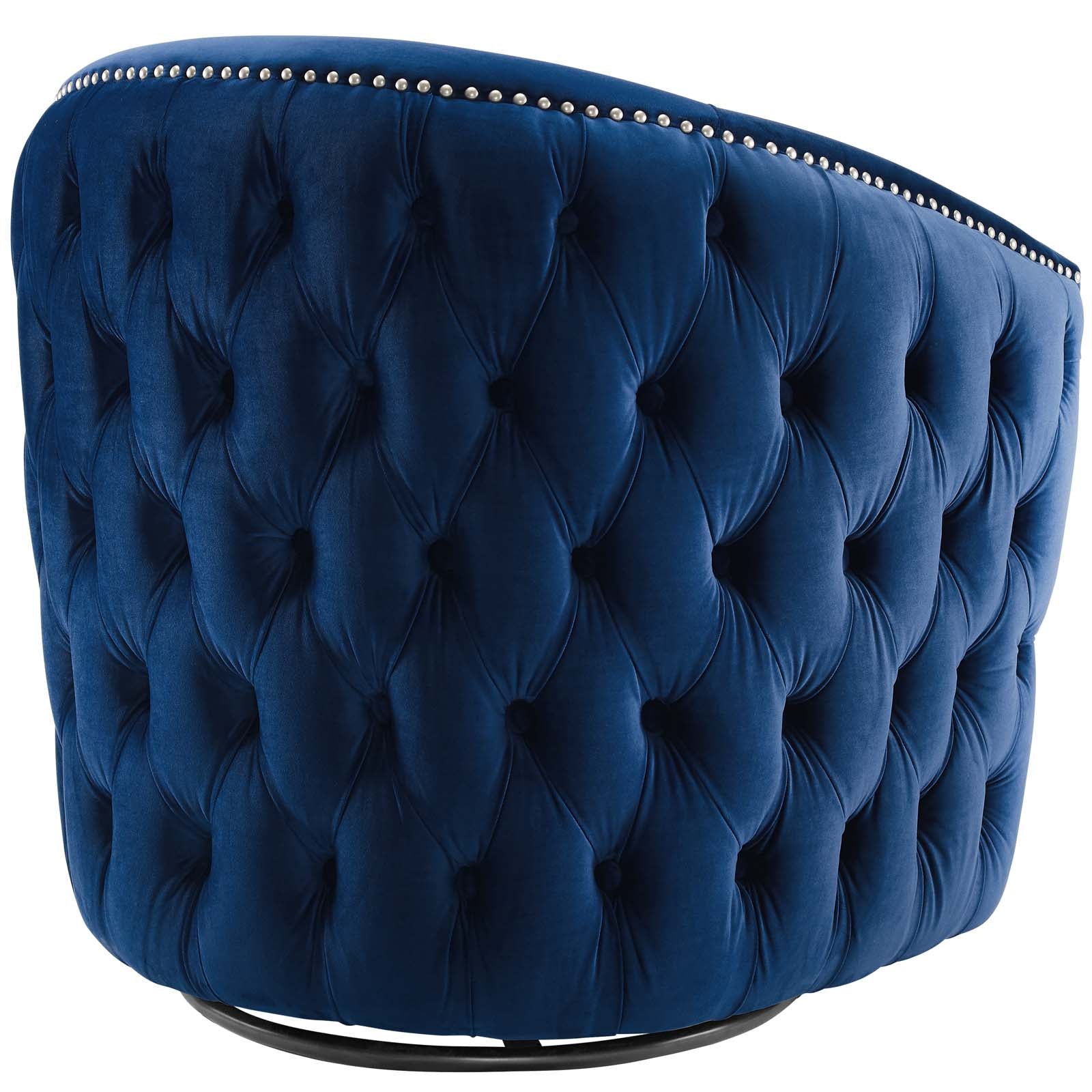 Rogue Swivel Performance Velvet Armchair Navy
