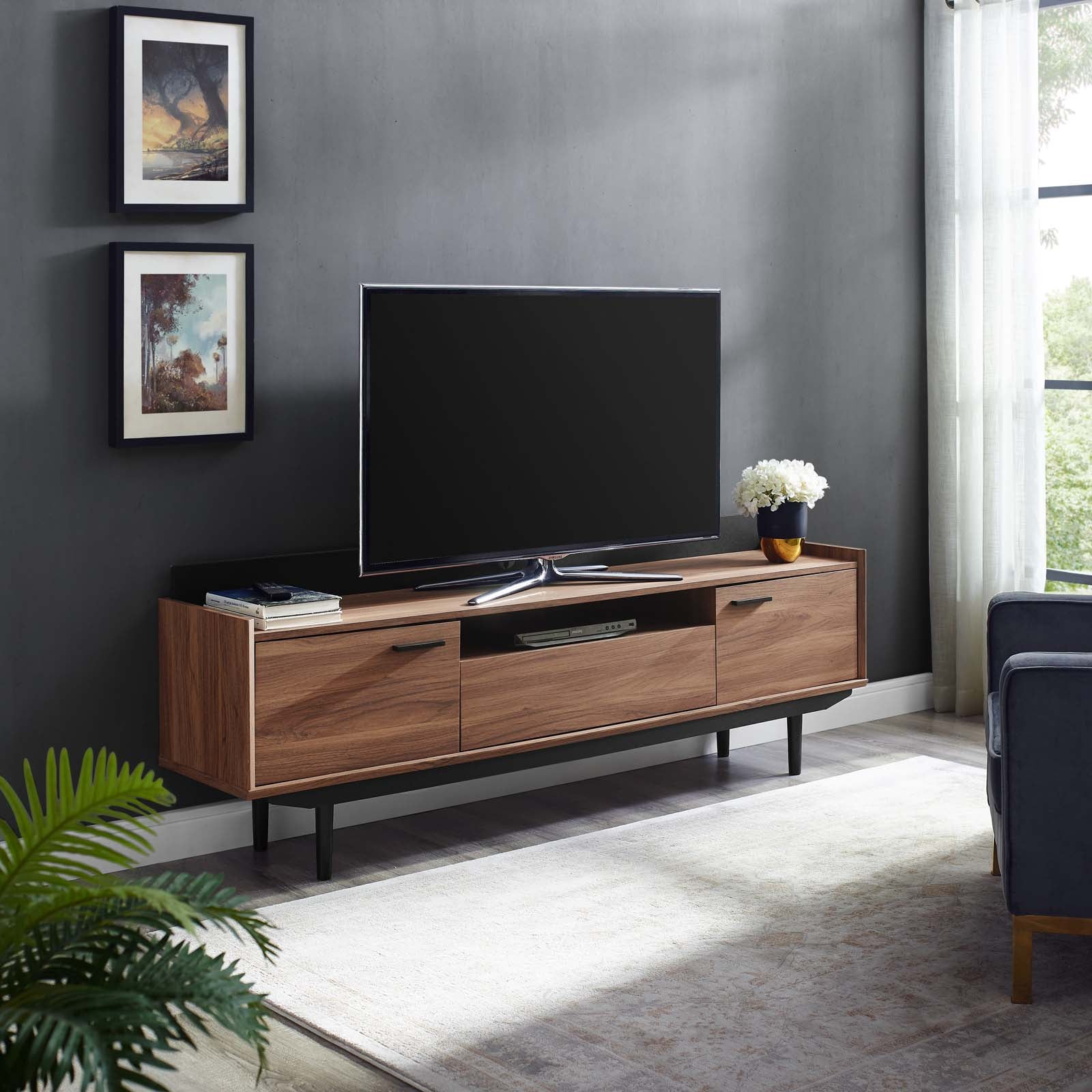 Modway TV & Media Units - Visionary 71" TV Stand Walnut And Black