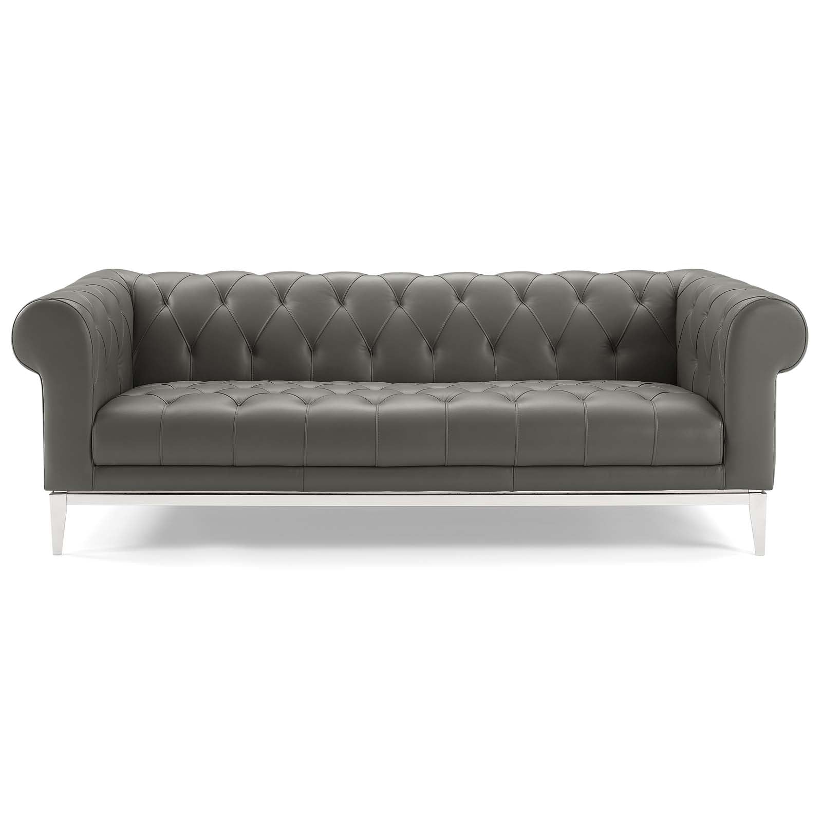 Modway Sofas & Couches - Idyll Tufted Button Upholstered Leather Chesterfield Sofa Gray