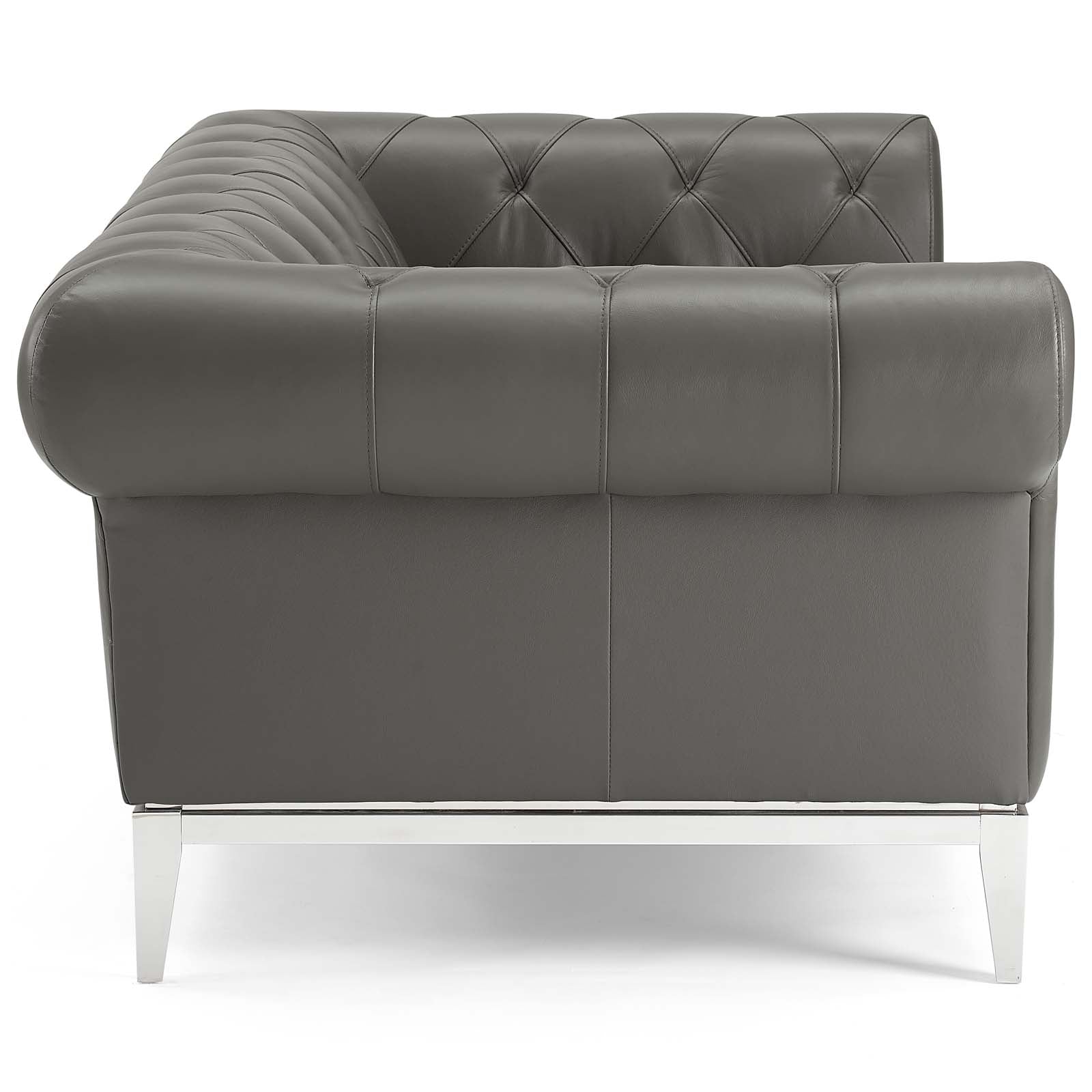 Modway Loveseats - Idyll Tufted Button Upholstered Leather Chesterfield Loveseat Gray