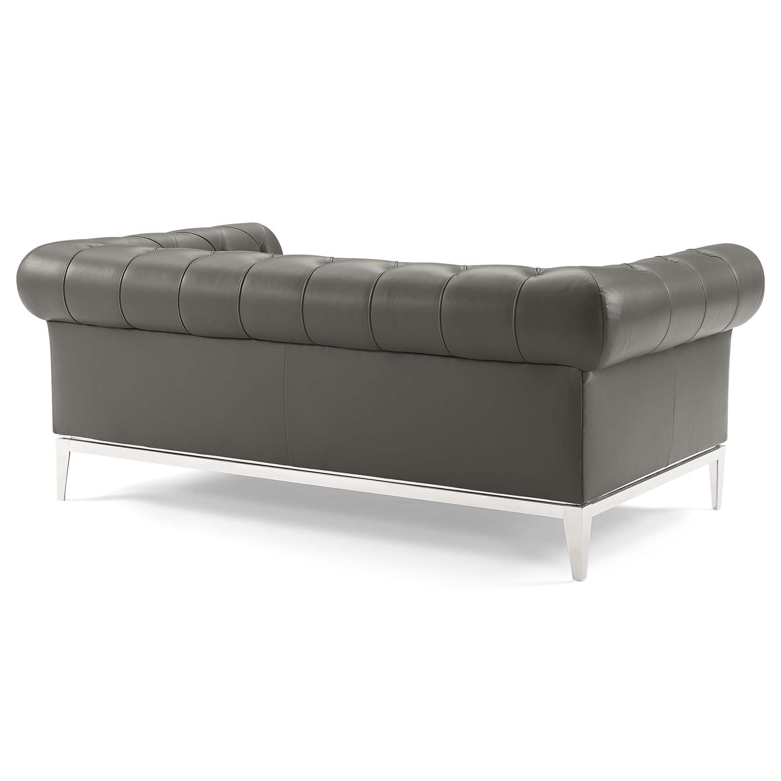 Modway Loveseats - Idyll Tufted Button Upholstered Leather Chesterfield Loveseat Gray