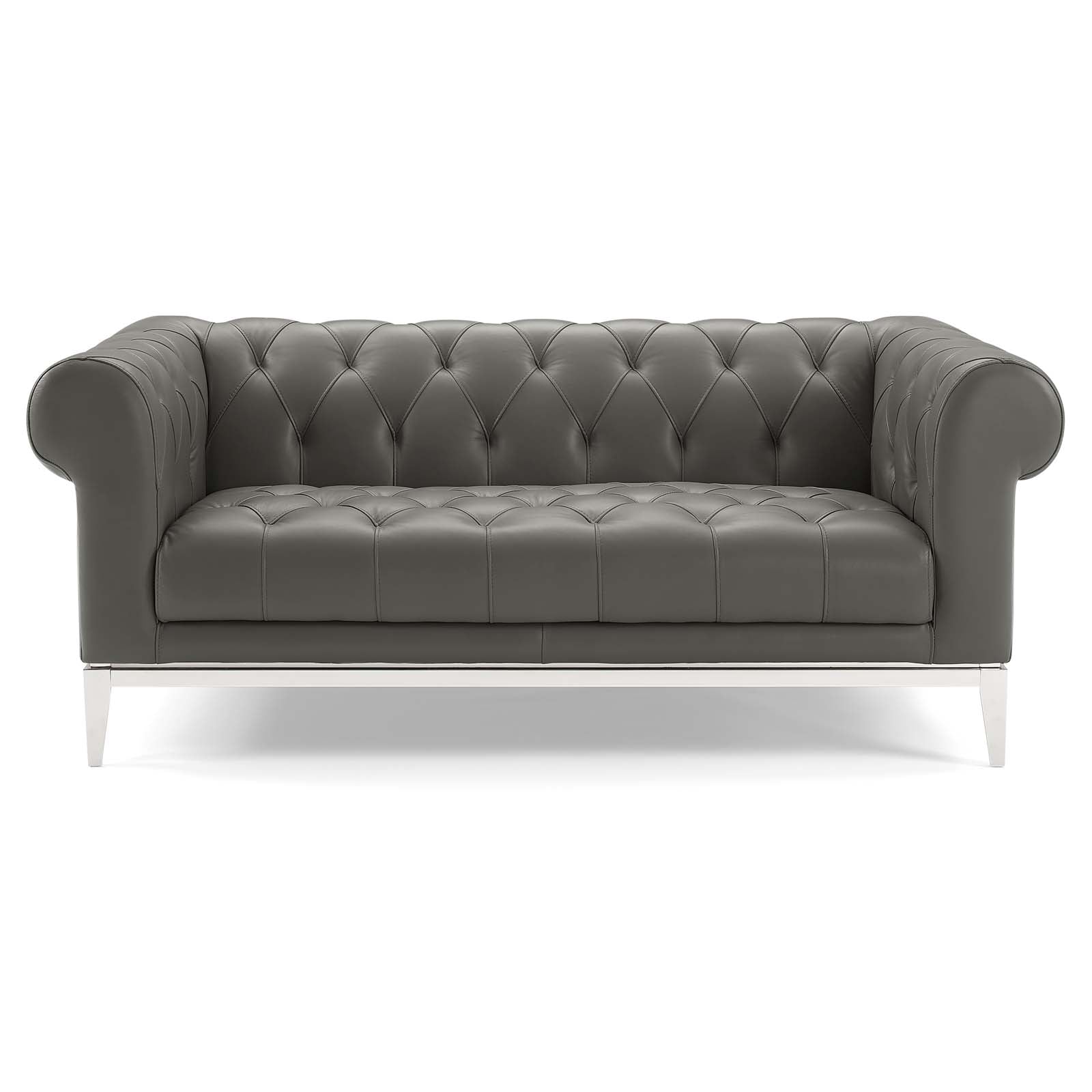 Modway Loveseats - Idyll Tufted Button Upholstered Leather Chesterfield Loveseat Gray