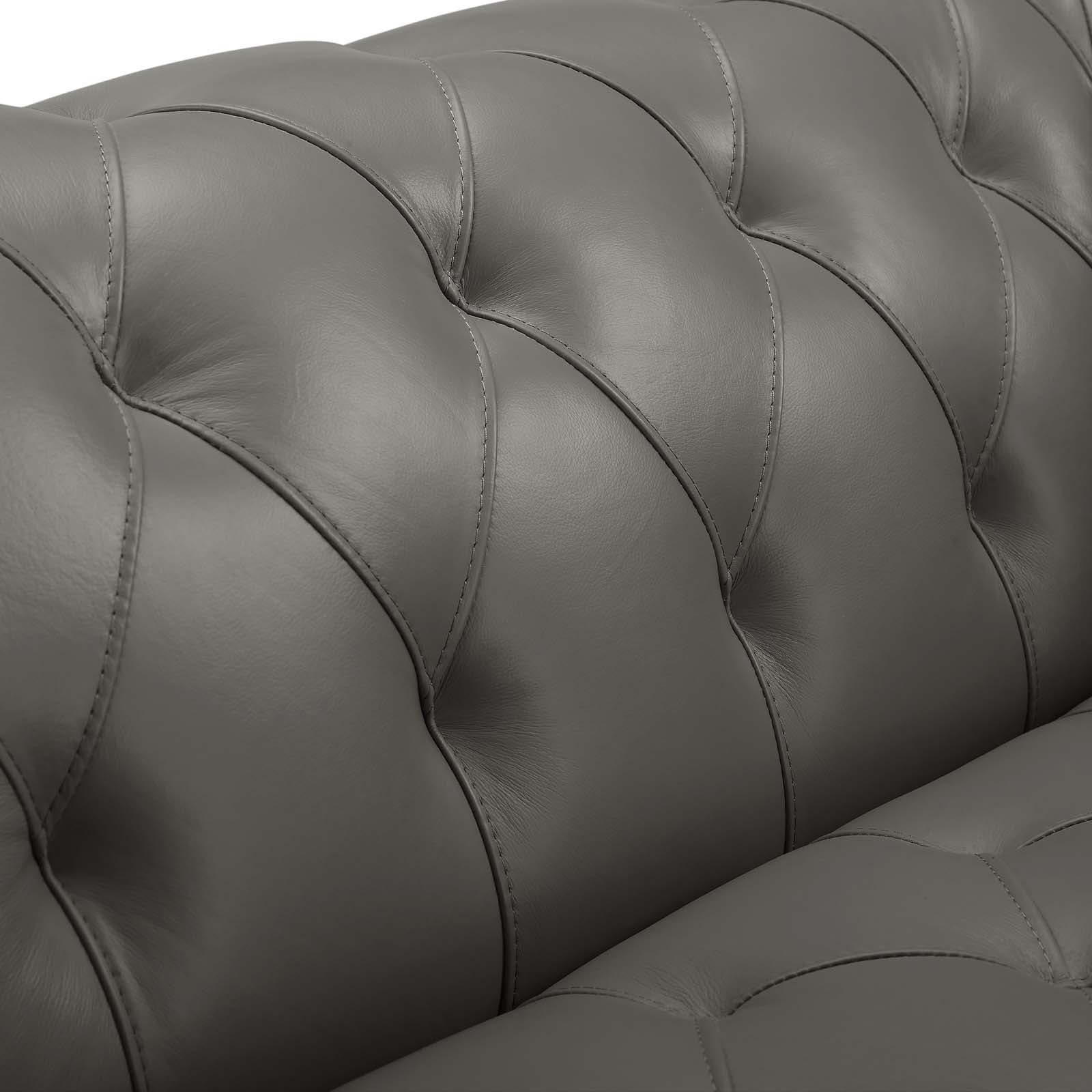 Modway Loveseats - Idyll Tufted Button Upholstered Leather Chesterfield Loveseat Gray