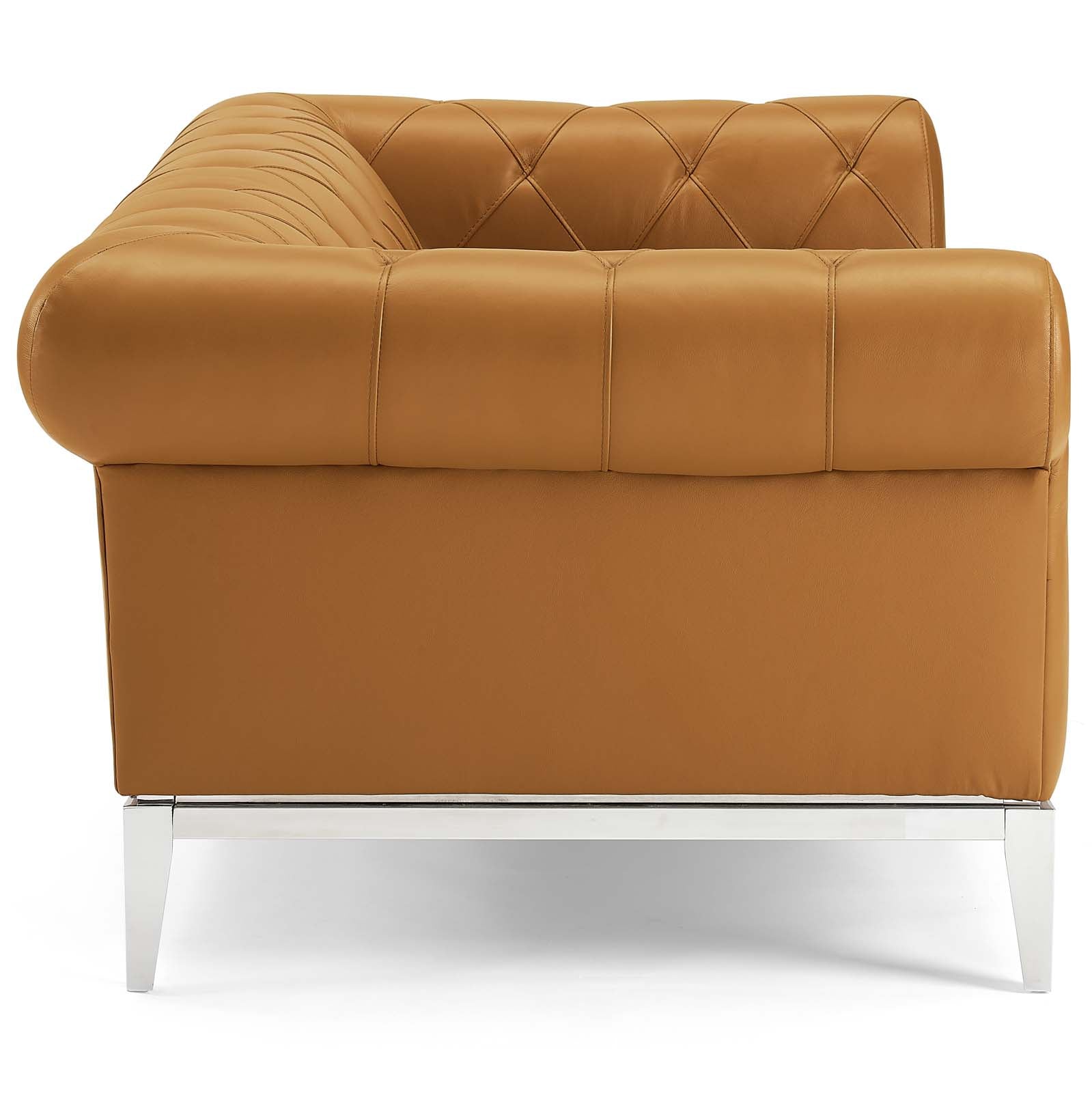 Modway Loveseats - Idyll Tufted Button Upholstered Leather Chesterfield Loveseat Tan