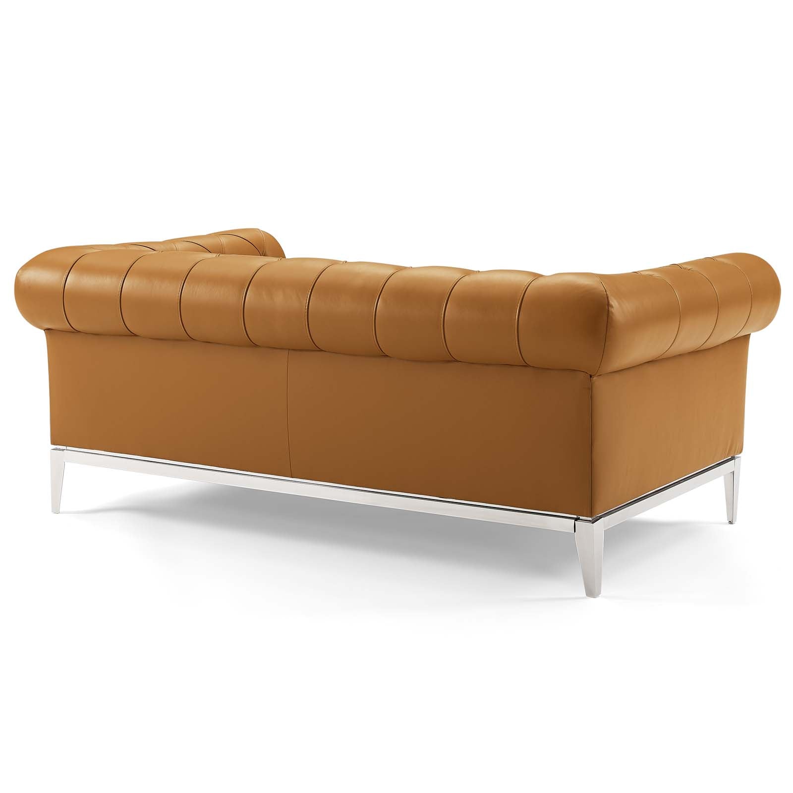 Modway Loveseats - Idyll Tufted Button Upholstered Leather Chesterfield Loveseat Tan