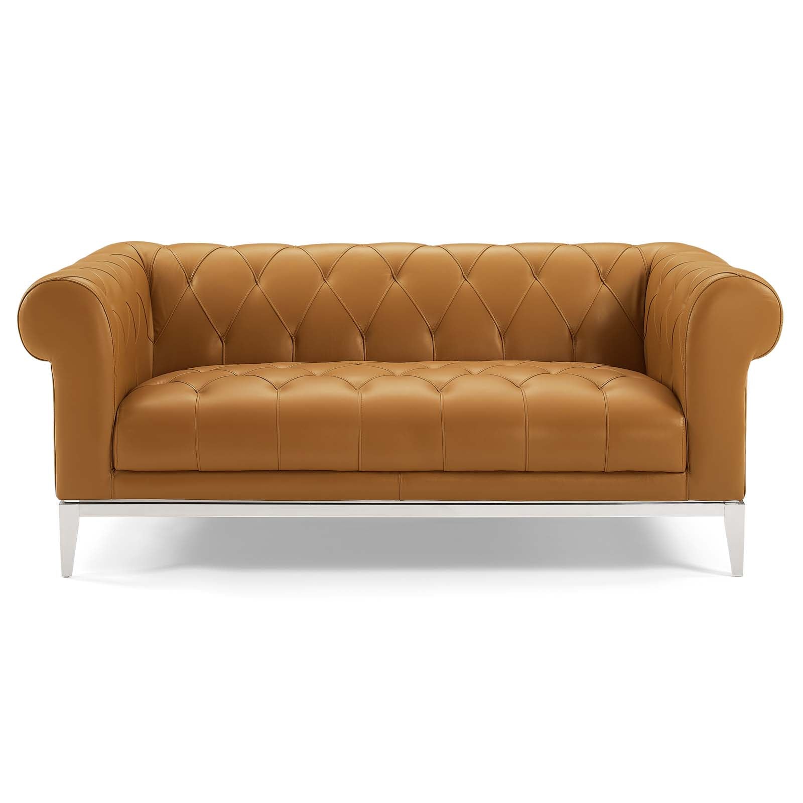 Modway Loveseats - Idyll Tufted Button Upholstered Leather Chesterfield Loveseat Tan