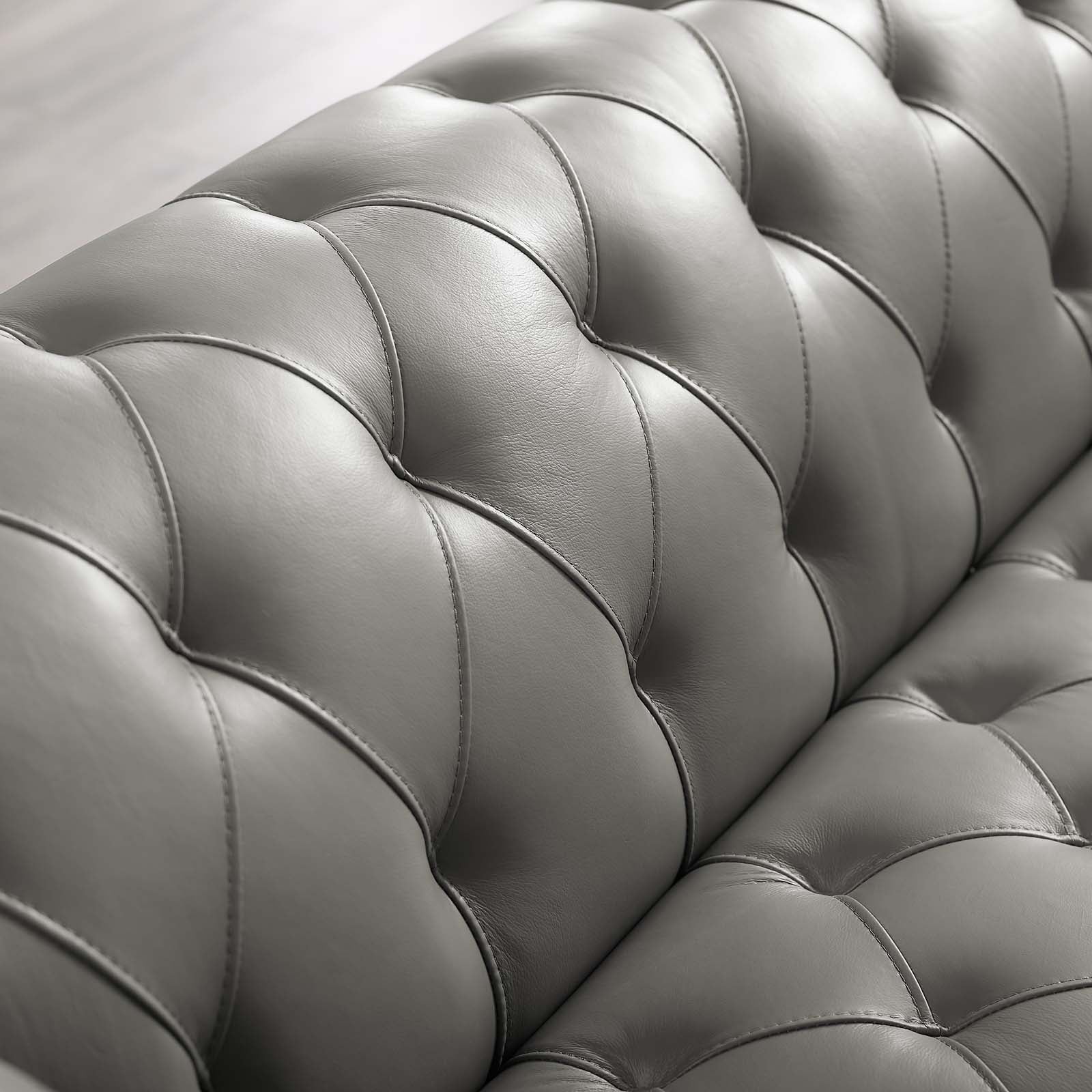 Modway Accent Chairs - Idyll-Tufted-Button-Upholstered-Leather-Chesterfield-Armchair-Gray