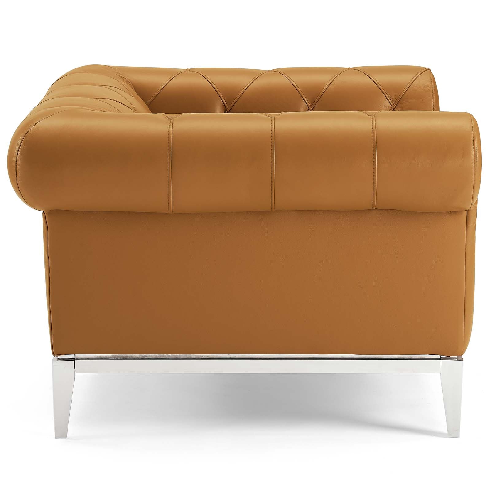 Modway Chairs - Idyll Tufted Button Upholstered Leather Chesterfield Armchair Tan