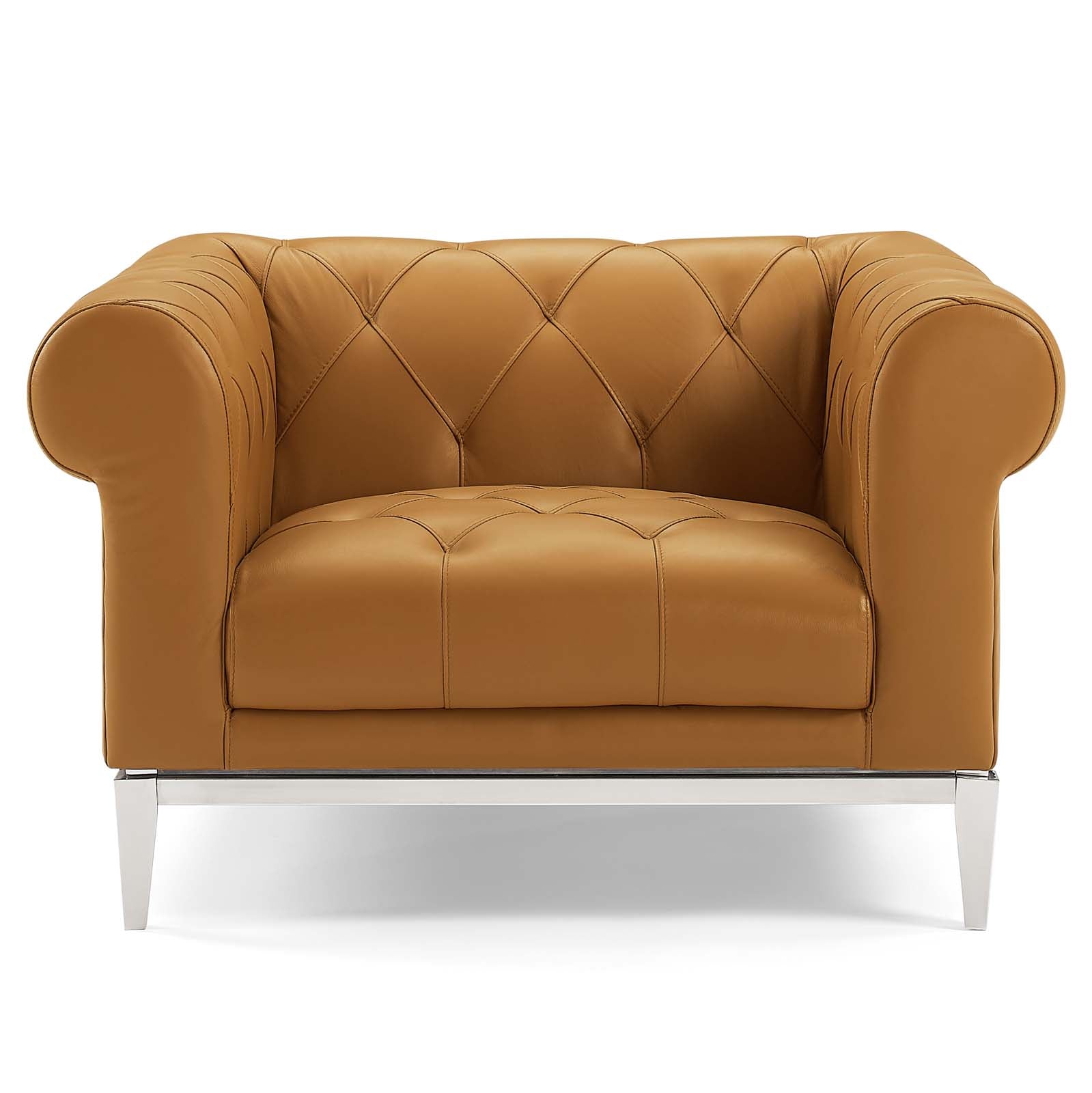 Modway Chairs - Idyll Tufted Button Upholstered Leather Chesterfield Armchair Tan